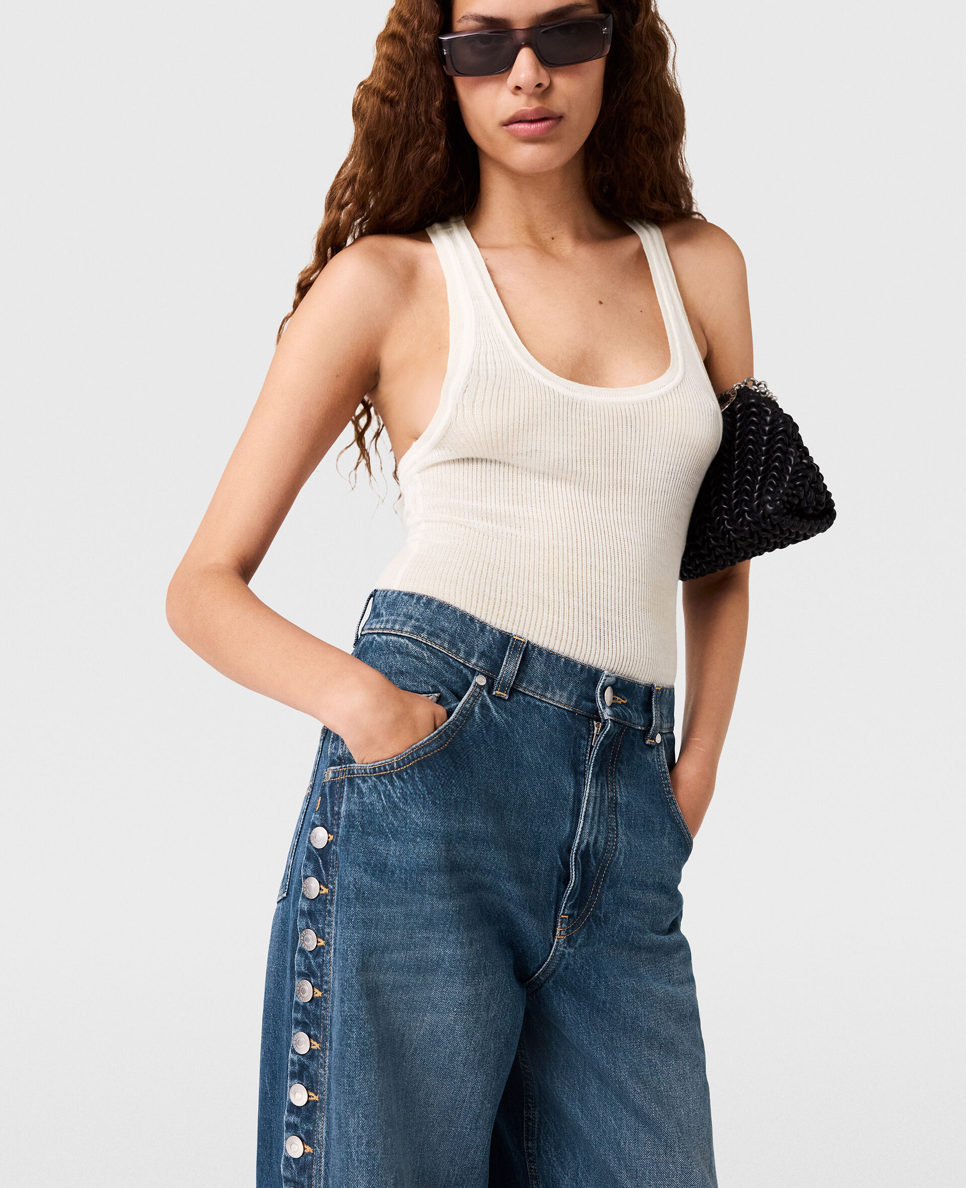 Jeans a Gamba Dritta Borchiati-Blu-large image number 2