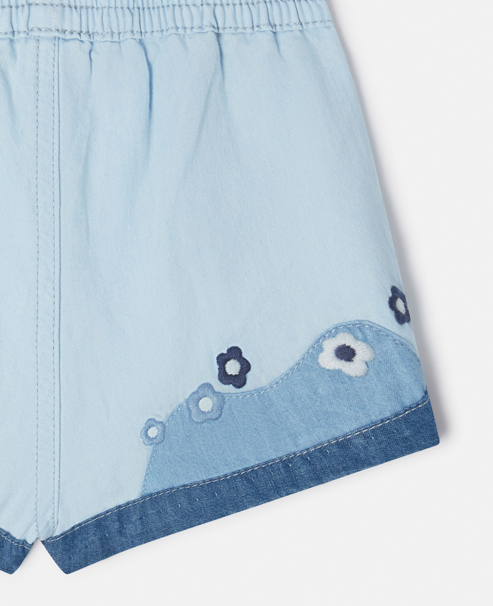 Landscape Patchwork Chambray Shorts-Blue-large image number 3