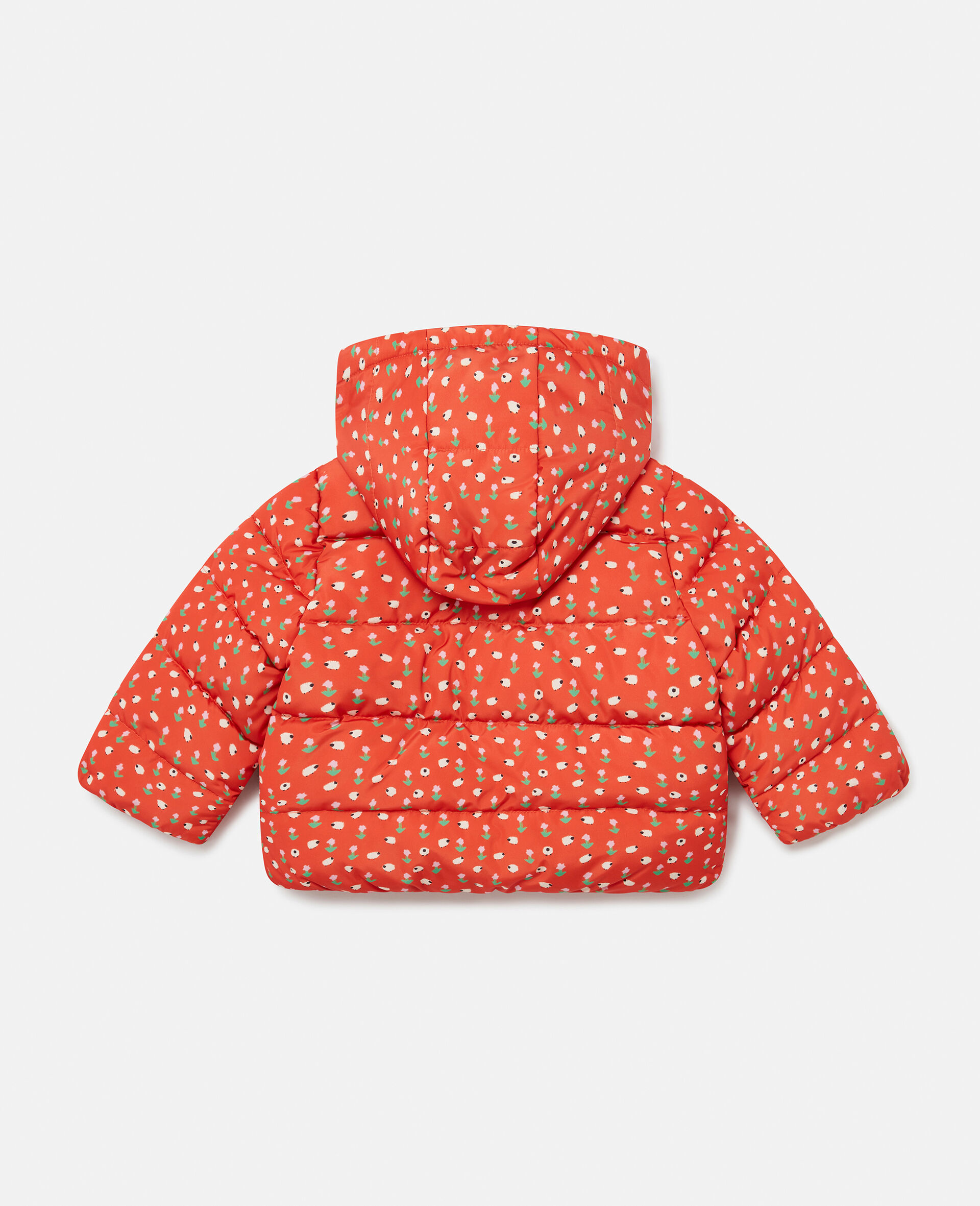 Floral Pattern Hooded Puffer Coat-Red-large Floral Pattern Hooded Puffer Coat-Red-large image number 2