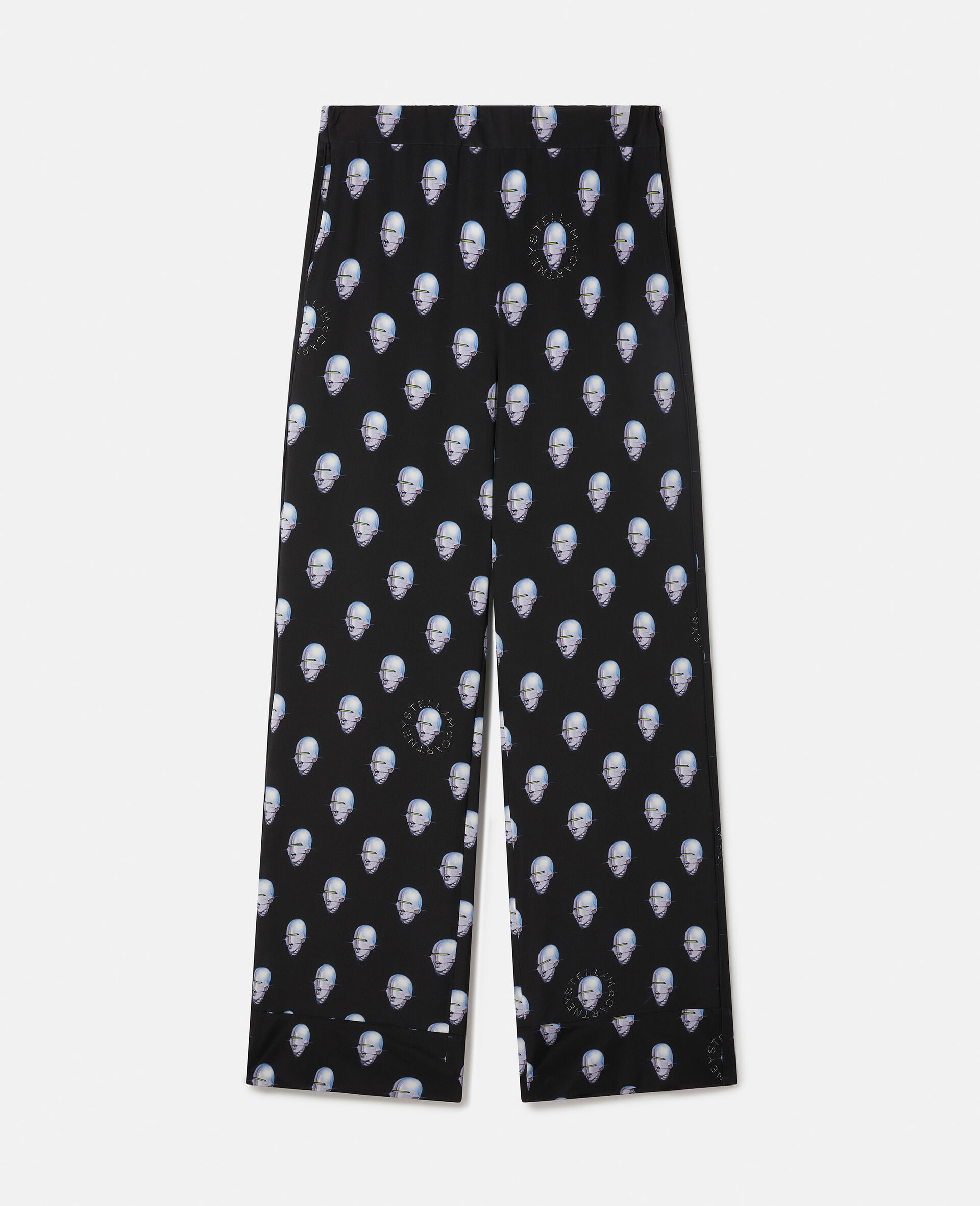 Sexy Robot Print Crepe de Chine Pyjama Trousers-Multicoloured-large image number 0