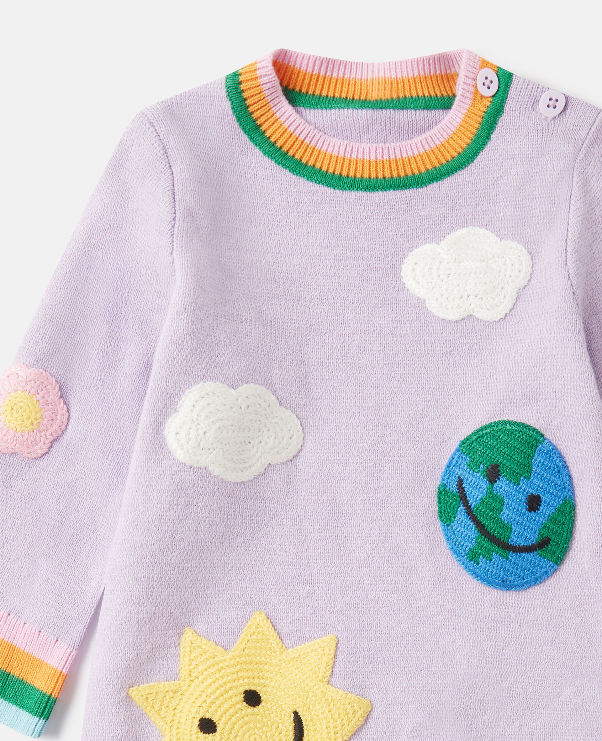 Earth Friends Graphic Embroidered Jumper Dress-Purple-medium