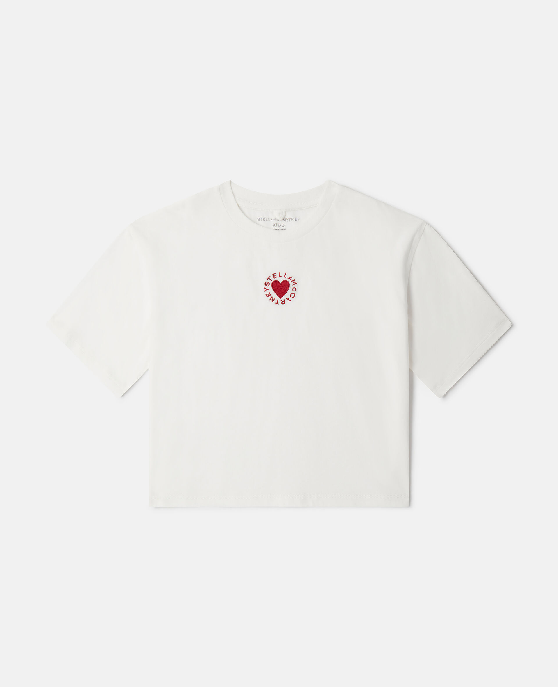 Heart Embroidered T-shirt-White-medium