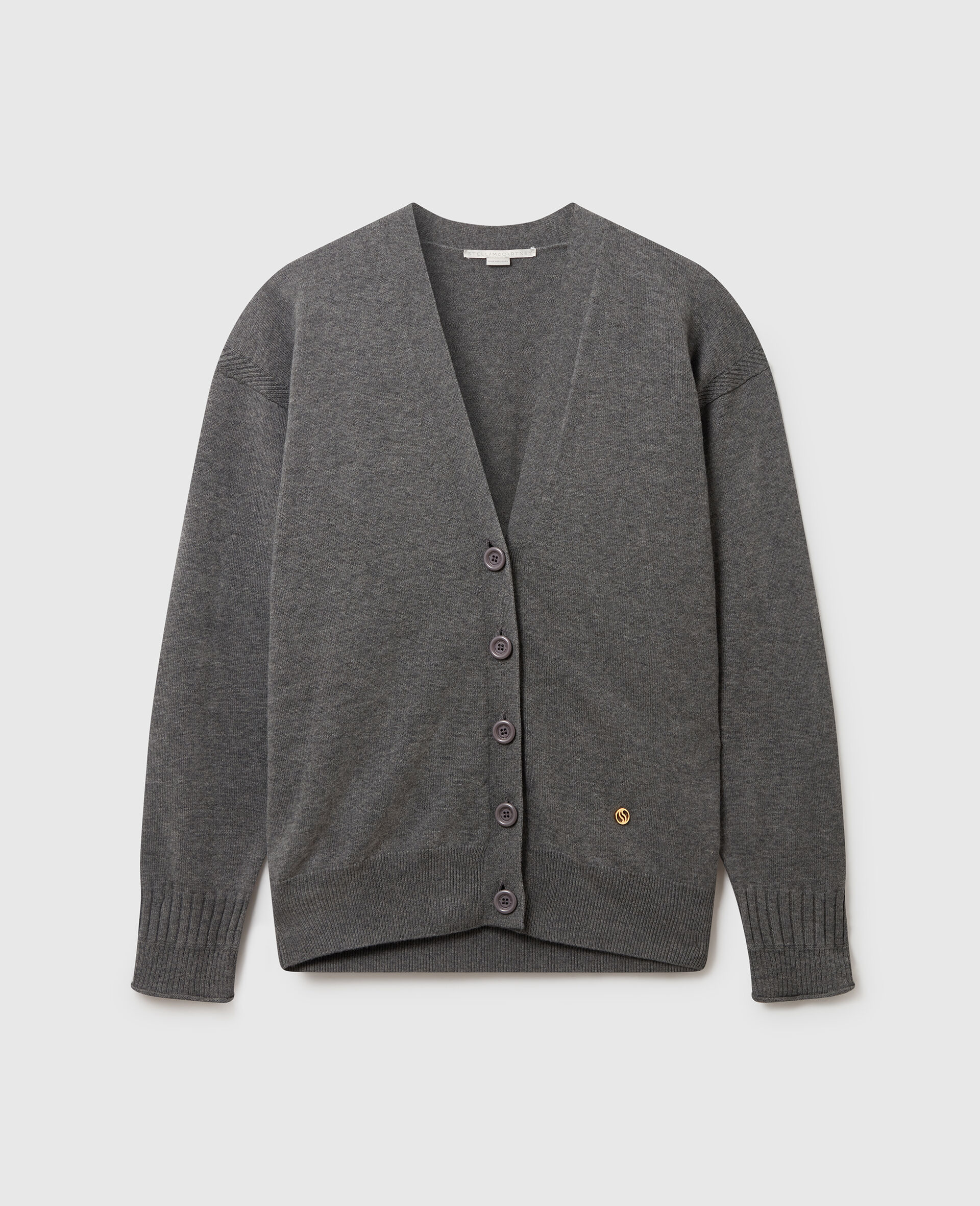 V-Neck Long Sleeved Cardigan-Grey-medium V-Neck Long Sleeved Cardigan-Grey-medium