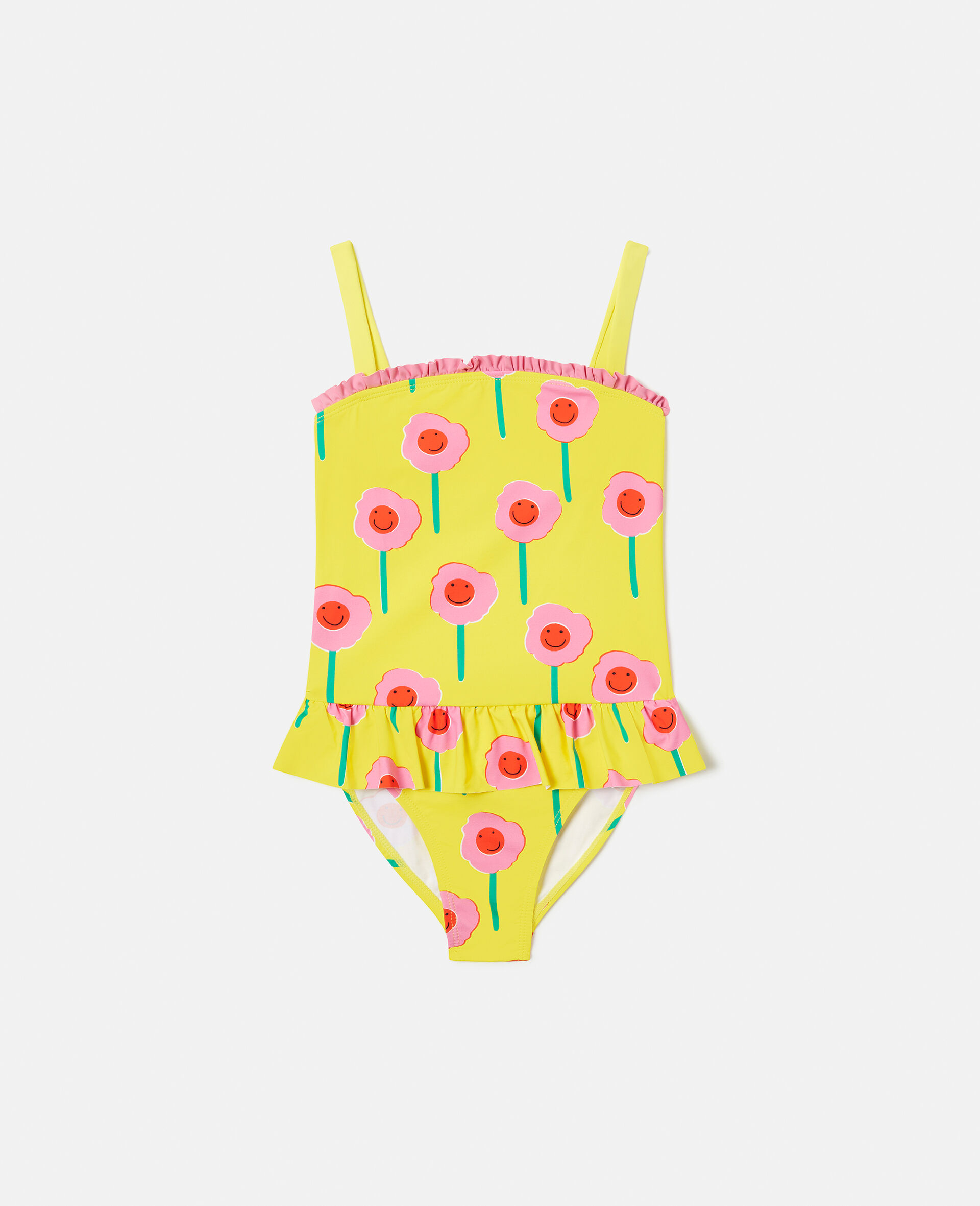Graphic Flower Print Frill Swimsuit-Multicolour-large image number 0