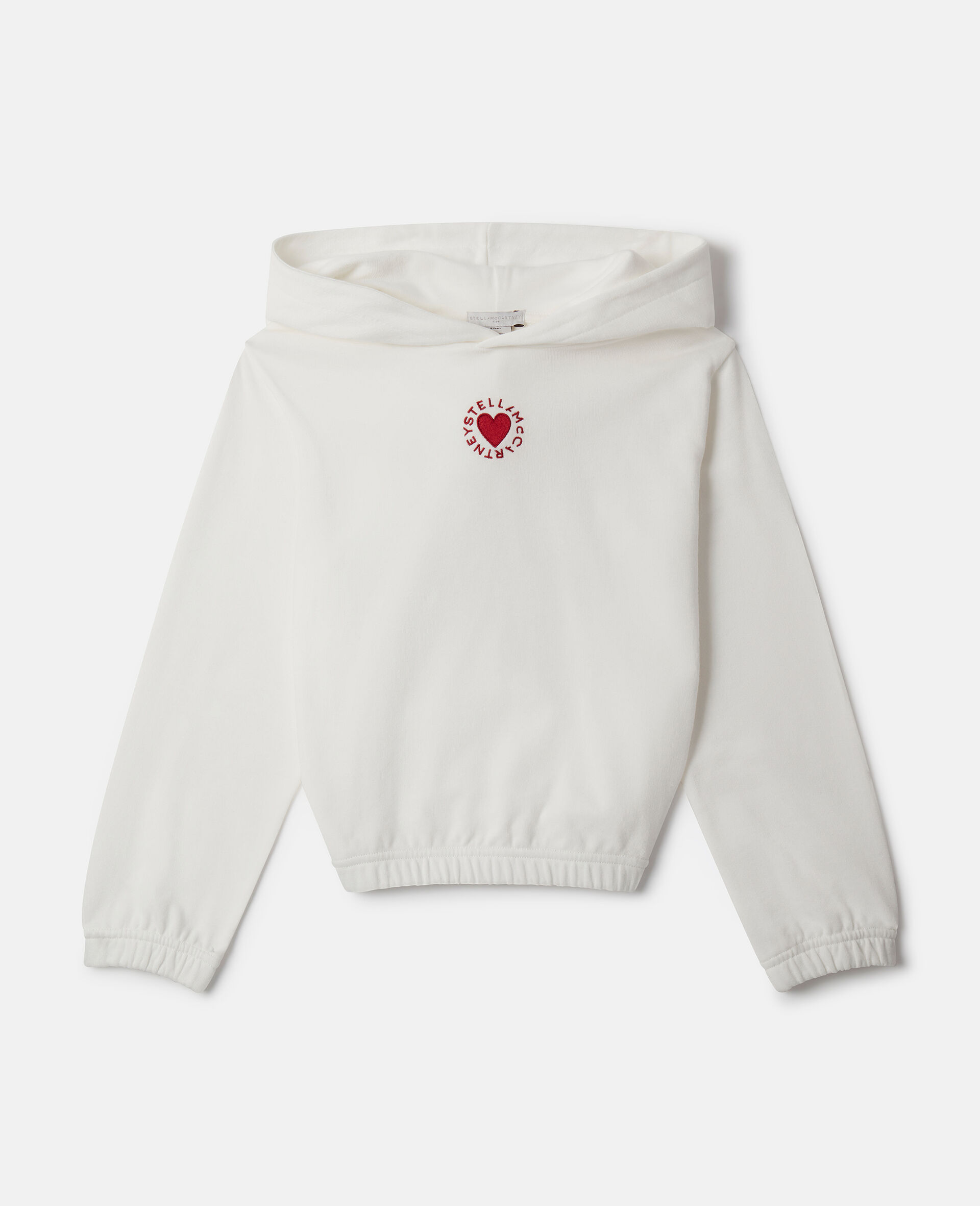 Heart Embroidered Hoodie-White-model