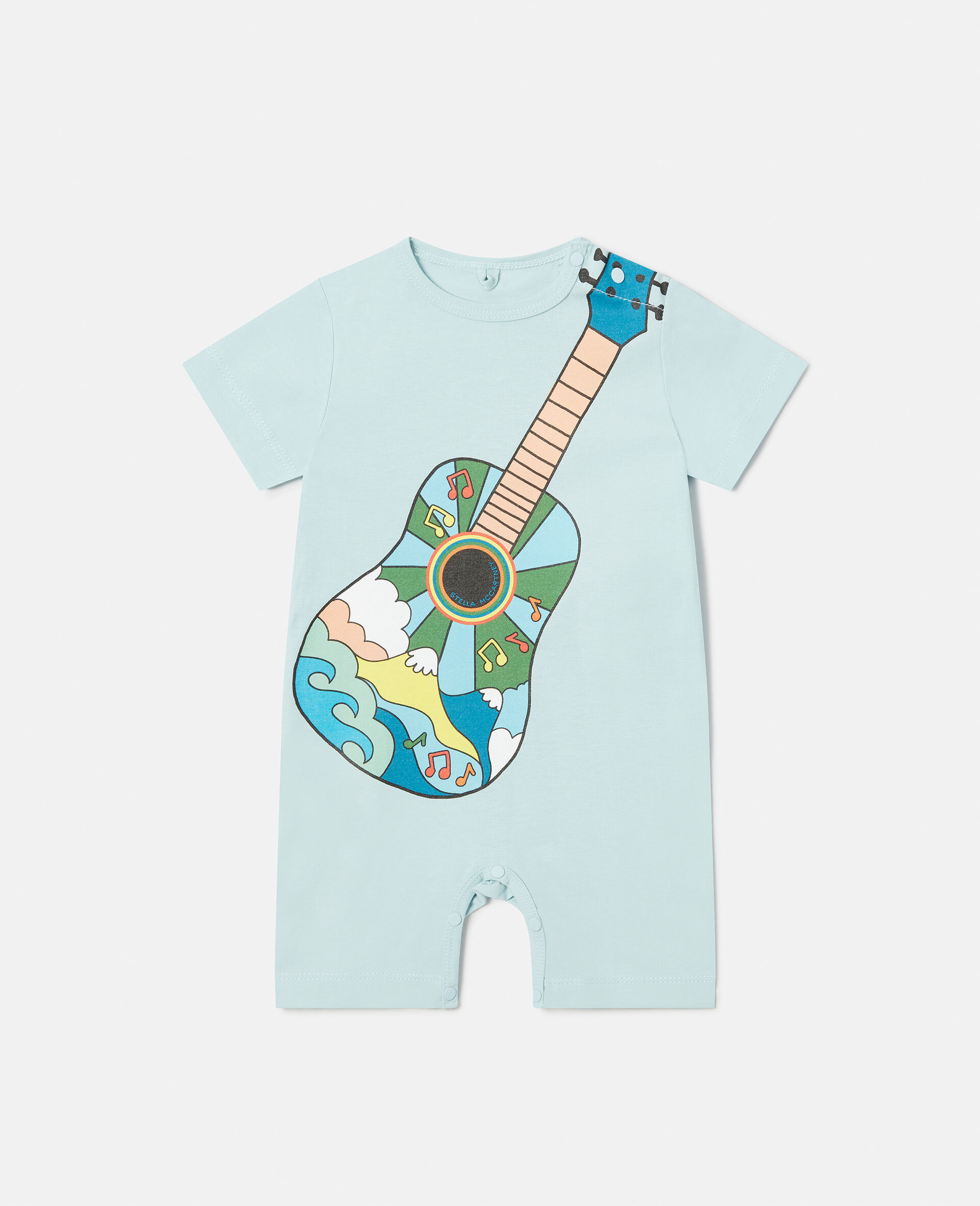 Hippie Guitar Print Romper-Blue-large image number 0