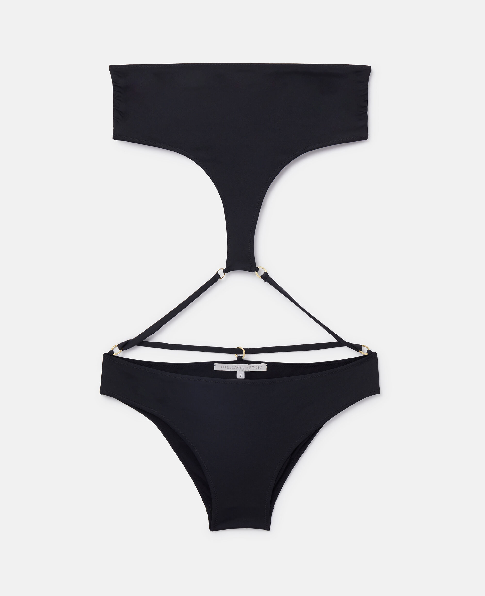 Women Black String Bandeau Cut Out Swimsuit Stella McCartney GB