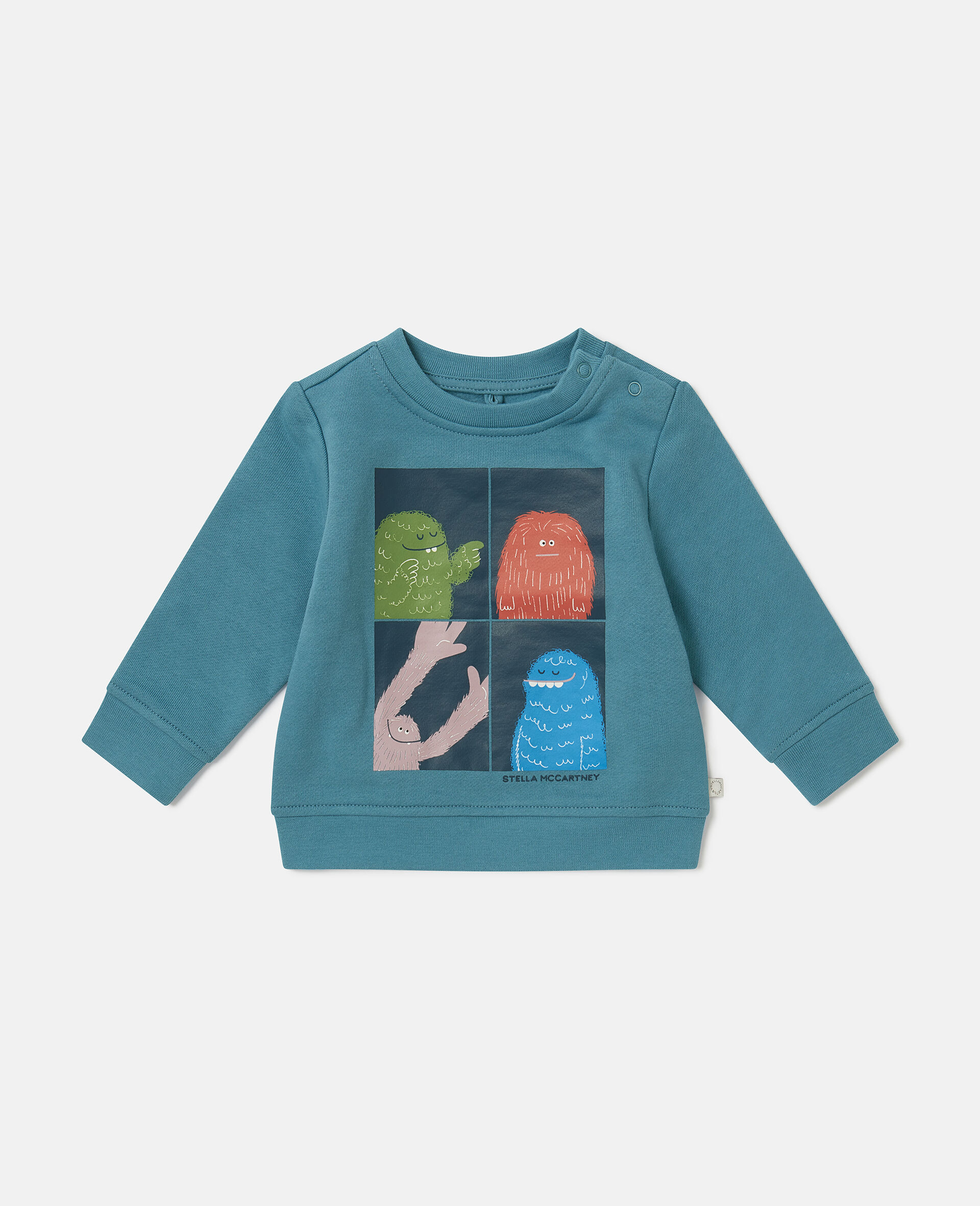 Sweatshirt mit Rundhalsausschnitt und Monster-Grafik-Blau-large image number 0