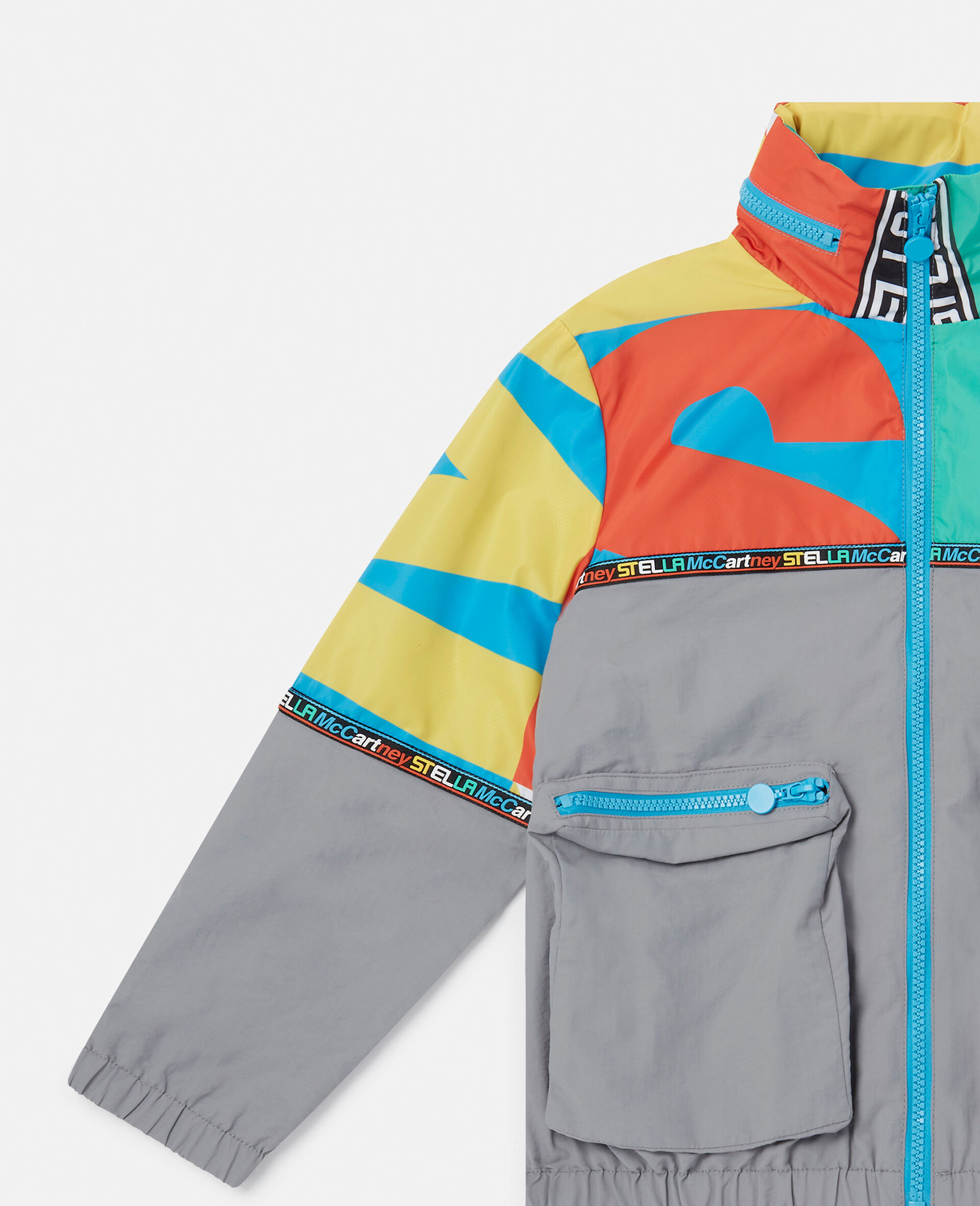SMC Logo Colourblock Active Hooded Jacket-Grey-large image number 1