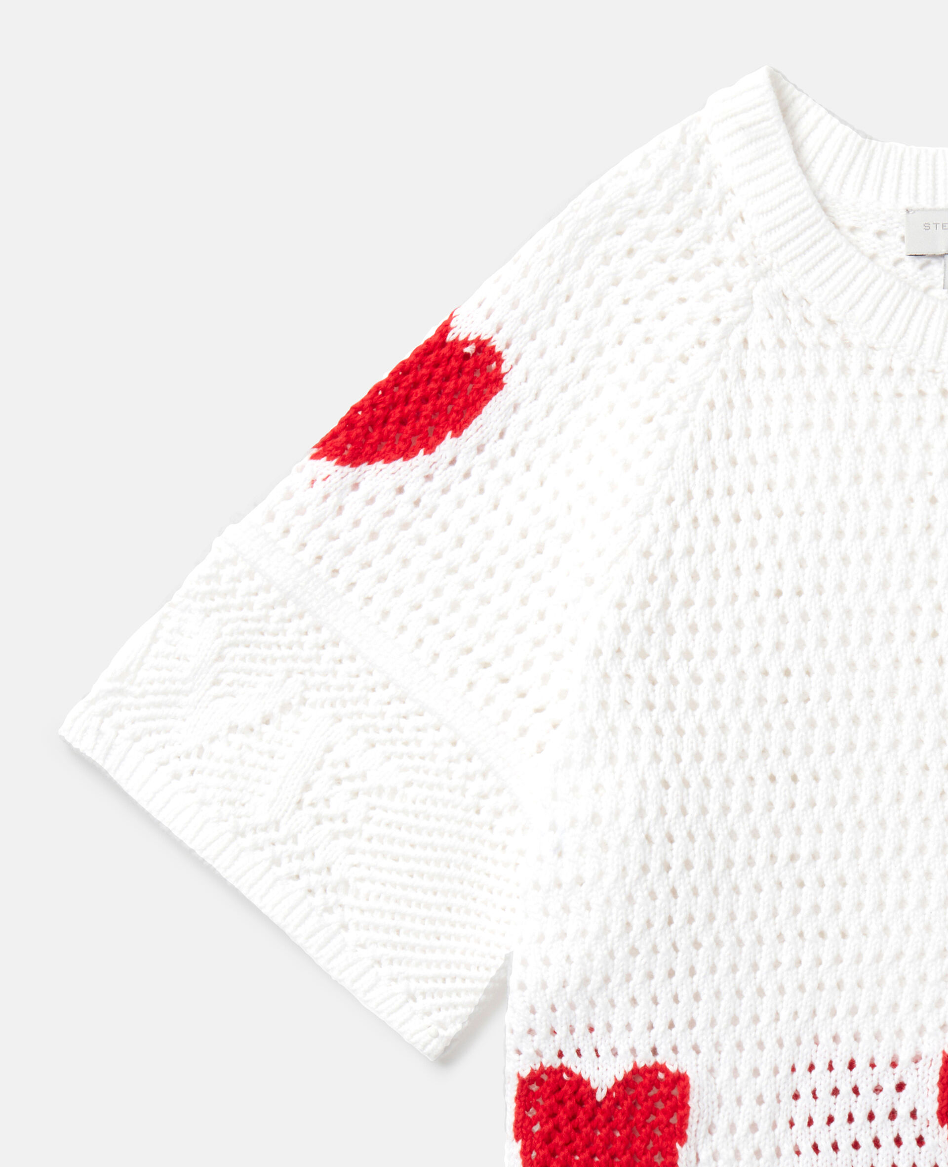 Heart Crocheted Short-Sleeve Top-White-large image number 3