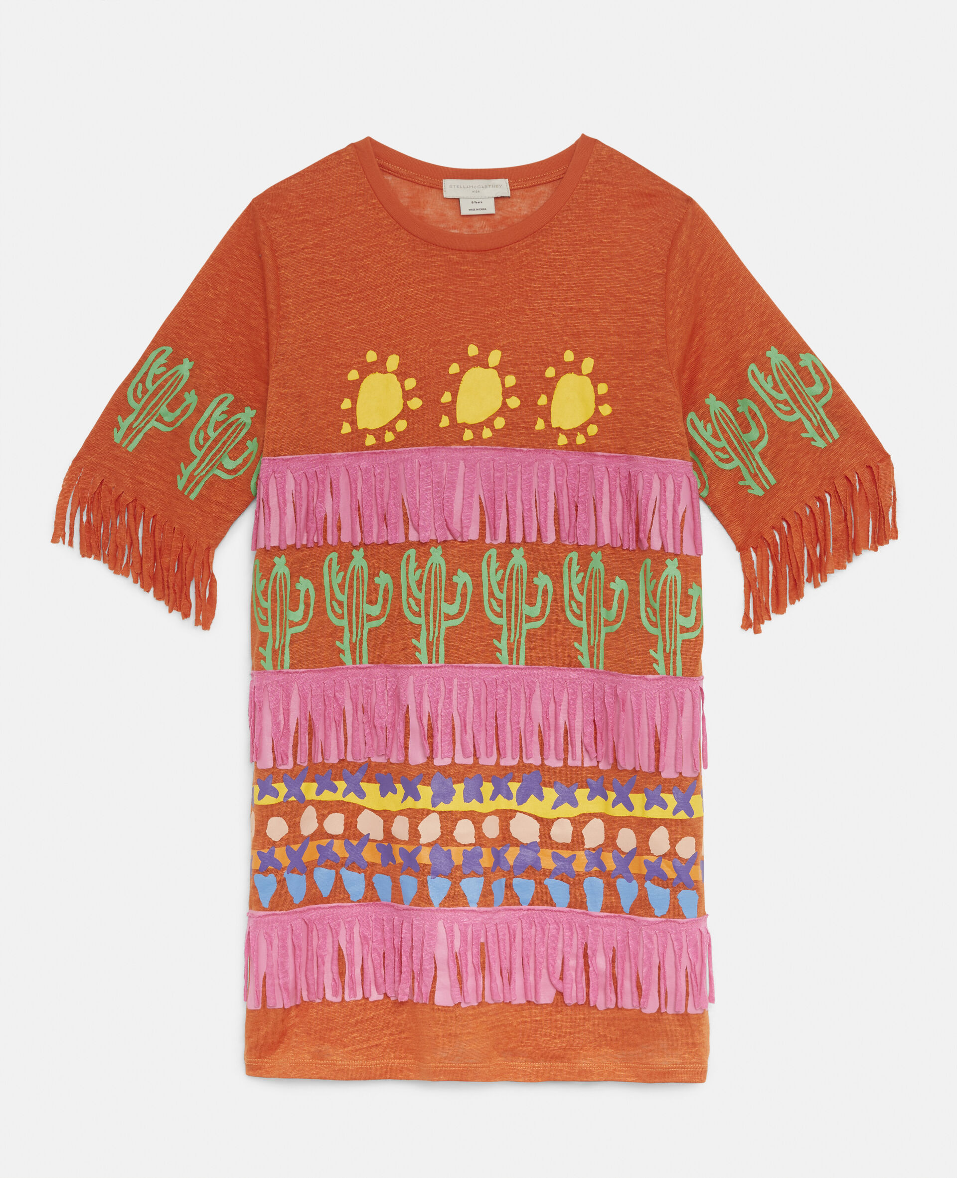 Fringed Jersey Dress-Multicolour-large image number 0