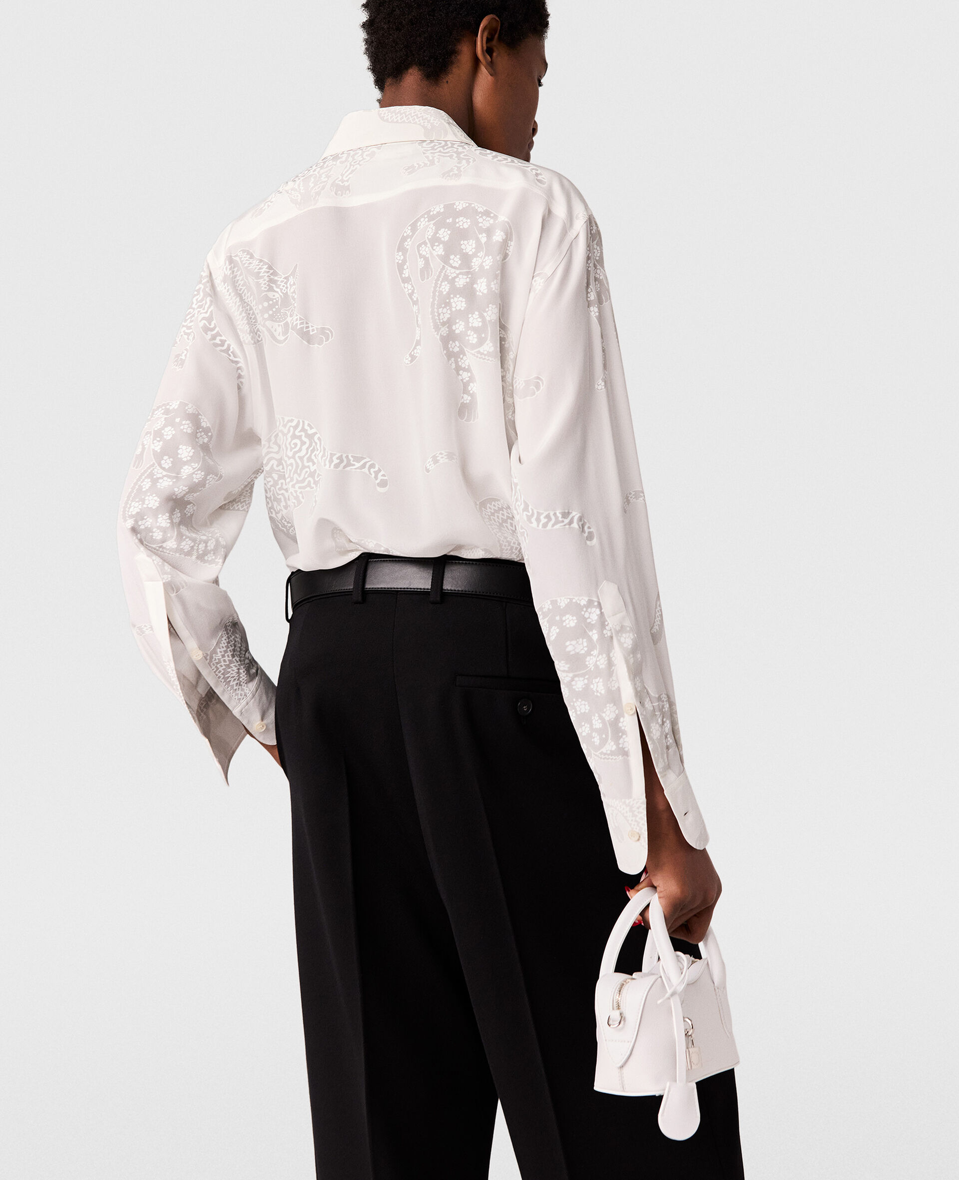 Leopard Pattern Oversized Shirt-Beige-large image number 3