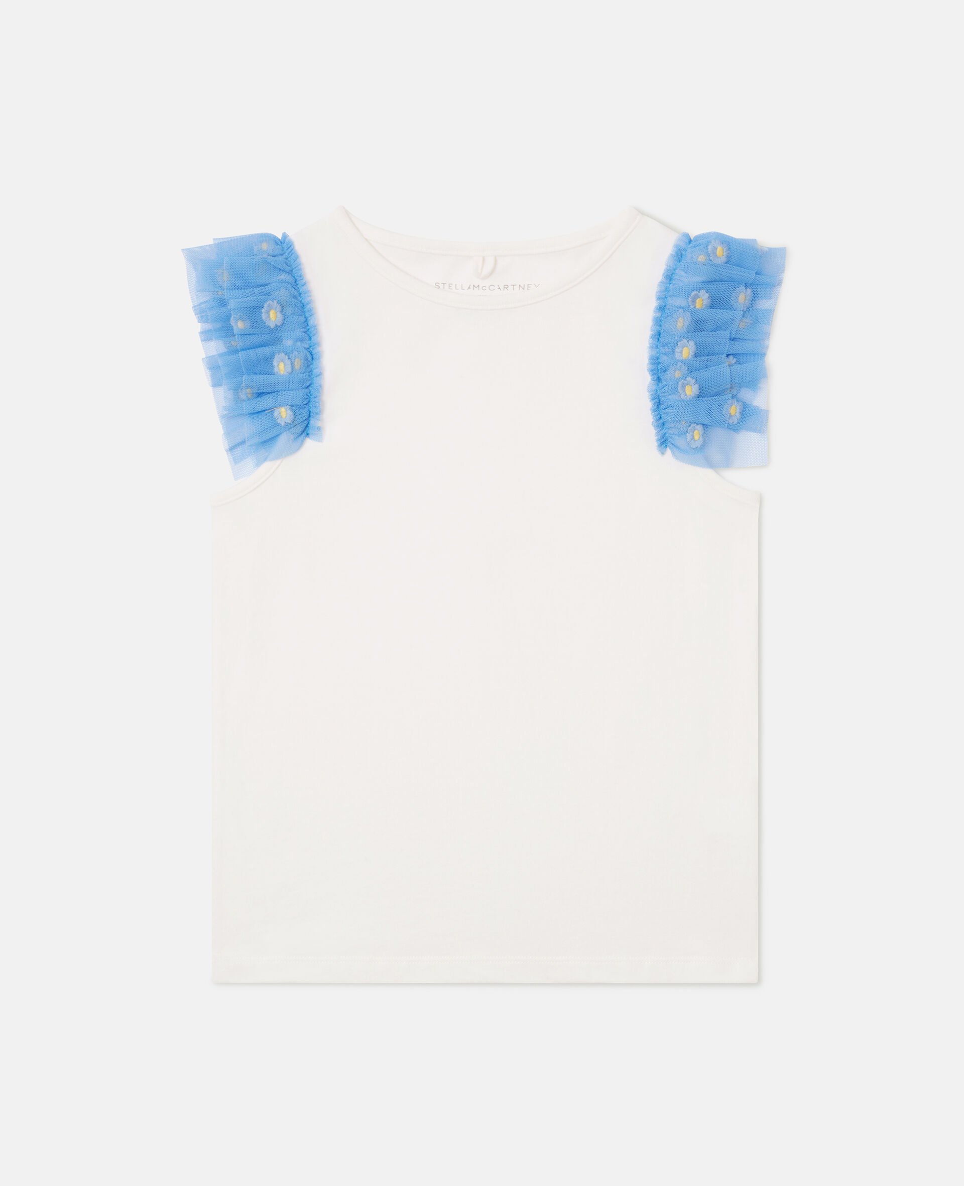 Tulle-Trim Sleeveless Top-Cream-medium