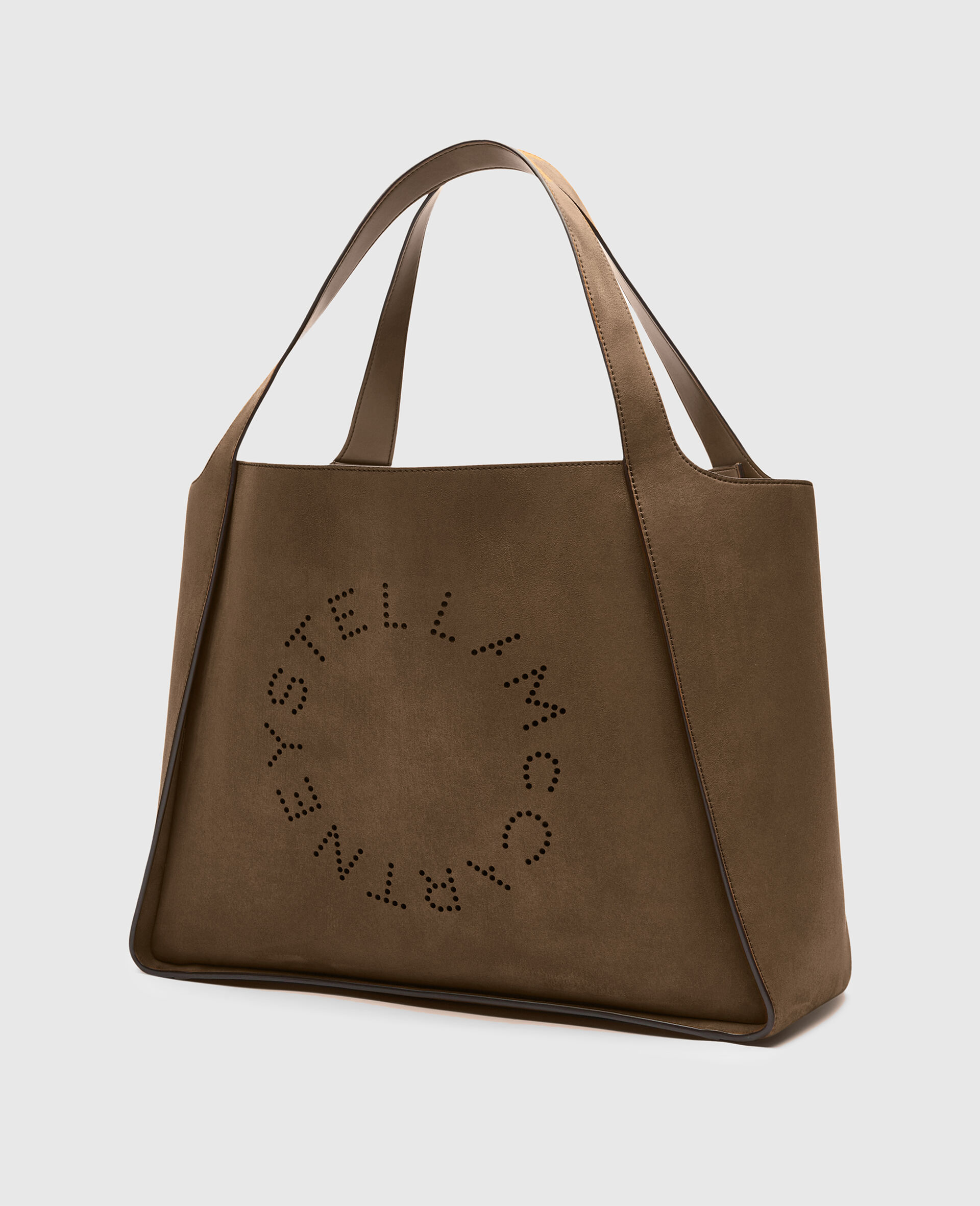 Große Wildleder Tote Bag mit Logo-Brown-medium