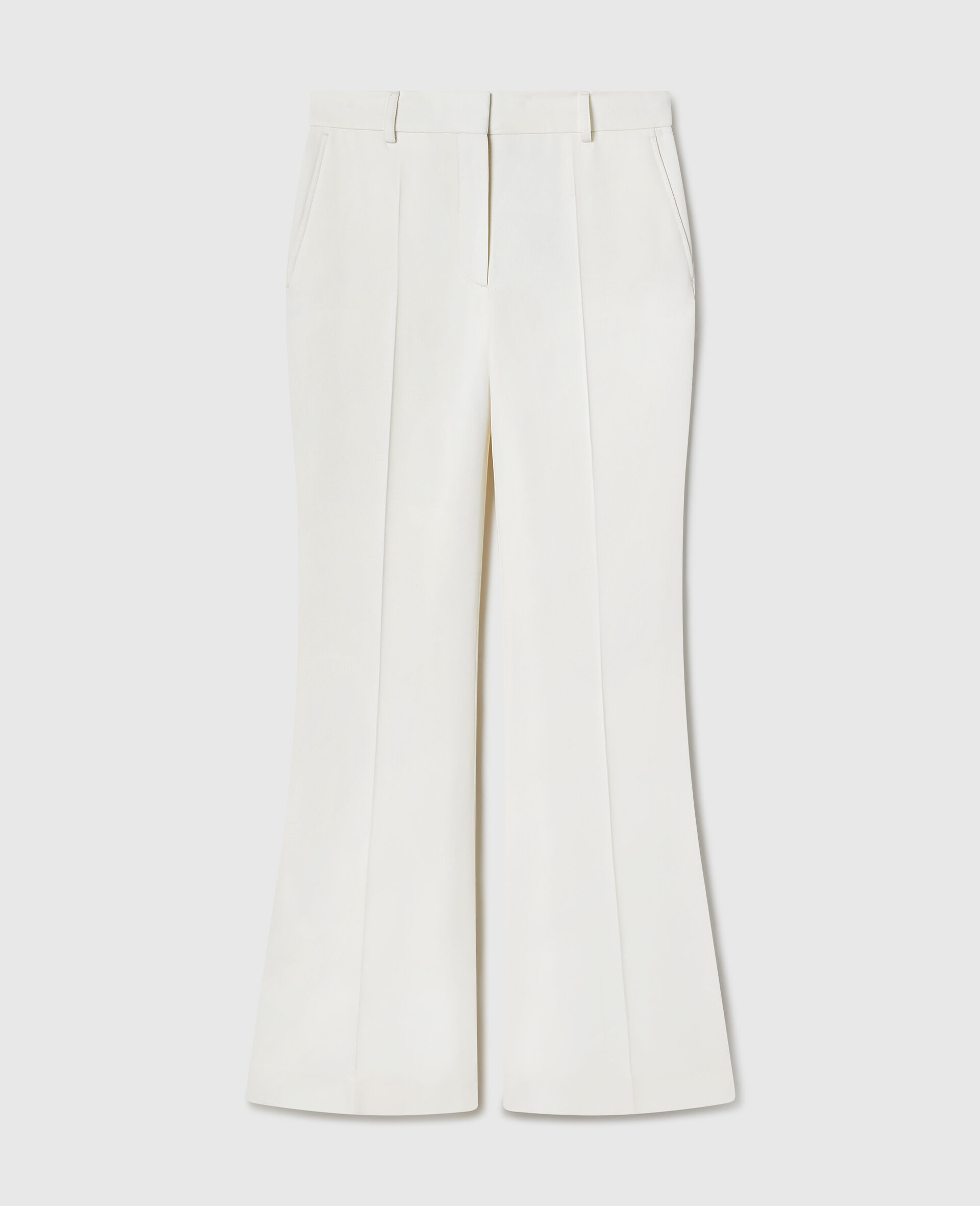 High-Rise Bootcut Wool Trousers-White-large image number 0