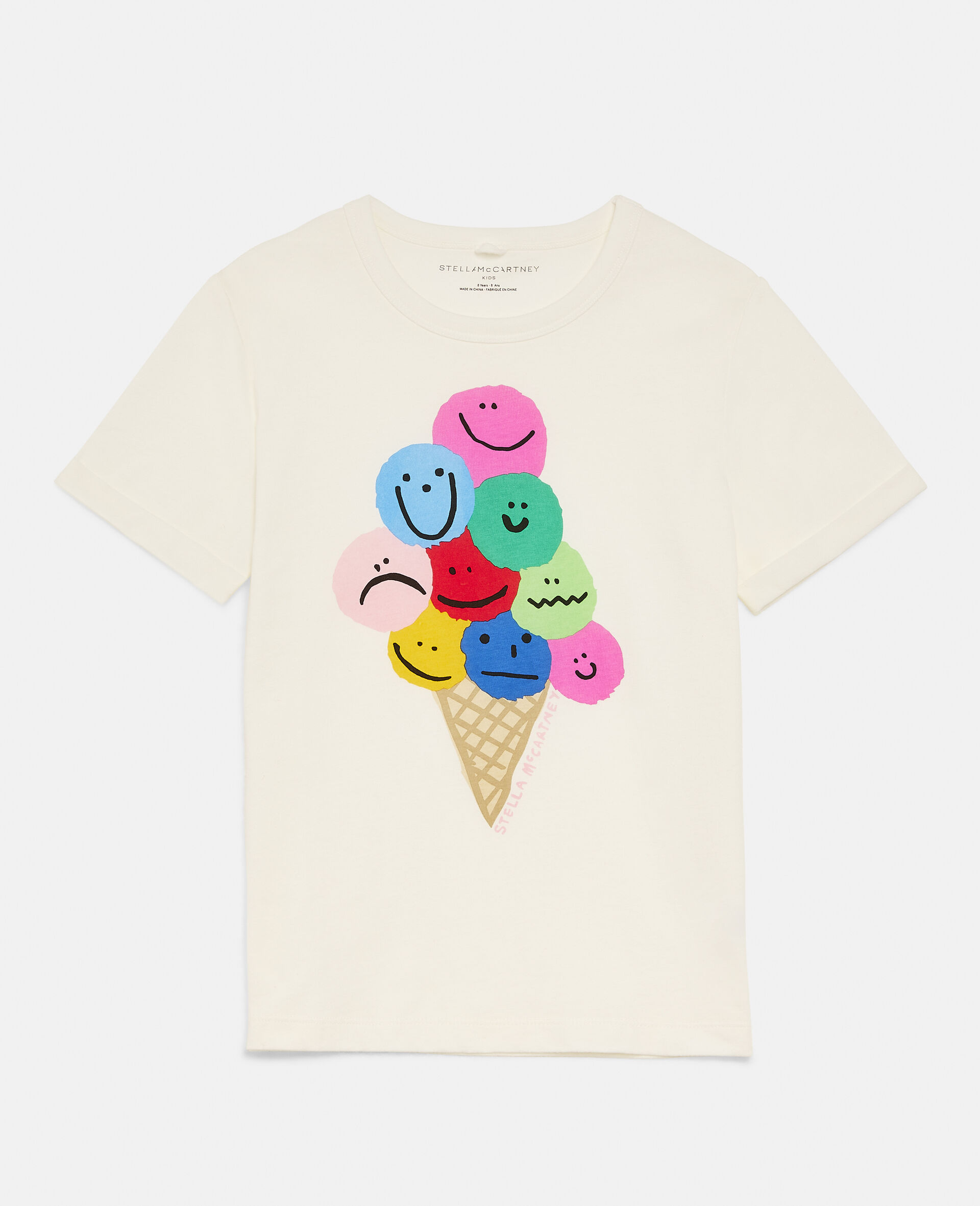 T-shirt in cotone con motivo gelato-Bianco-large image number 0
