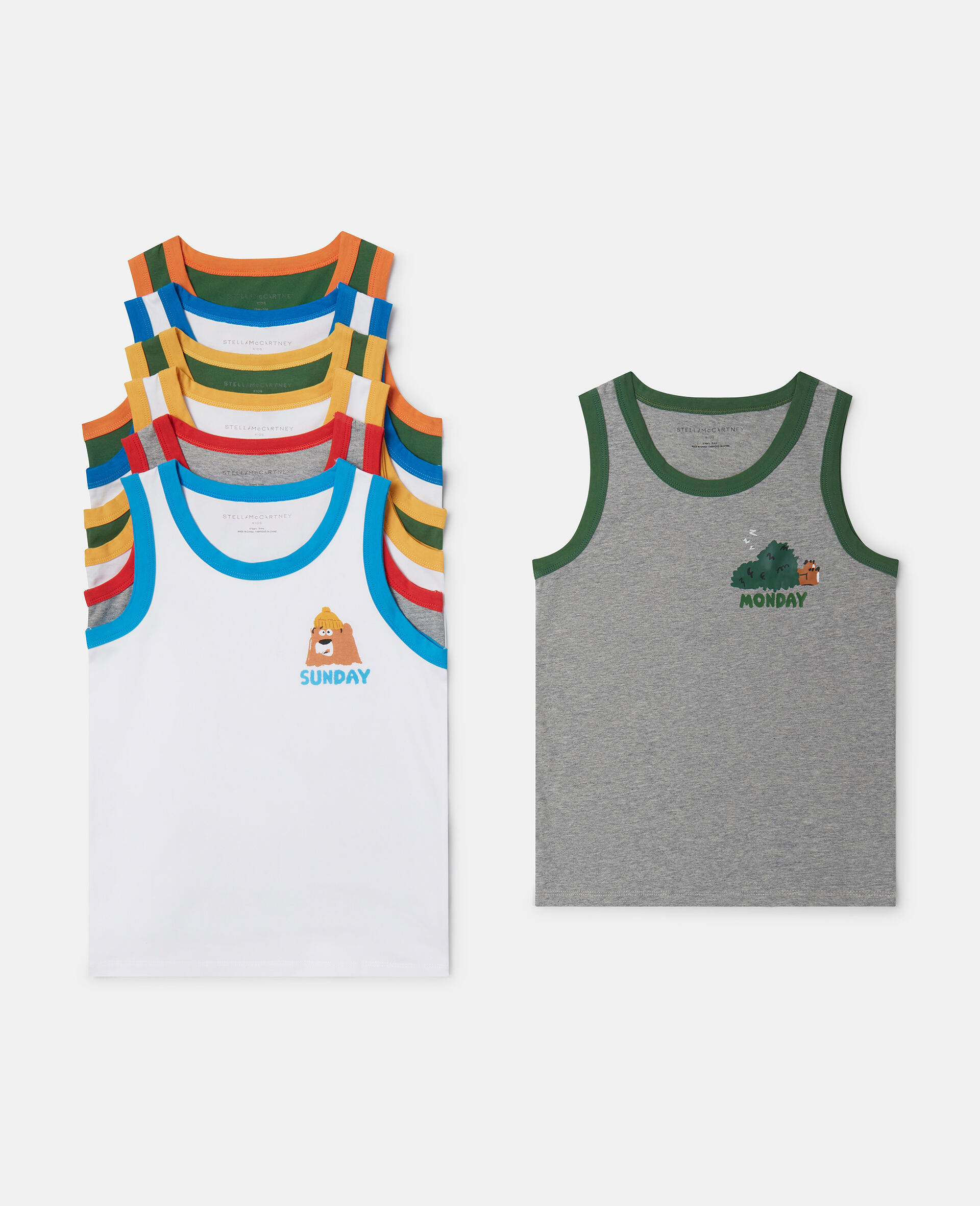 7 Pack of Grizzly Bear Days of the Week Vests-Multicolour-large image number 0