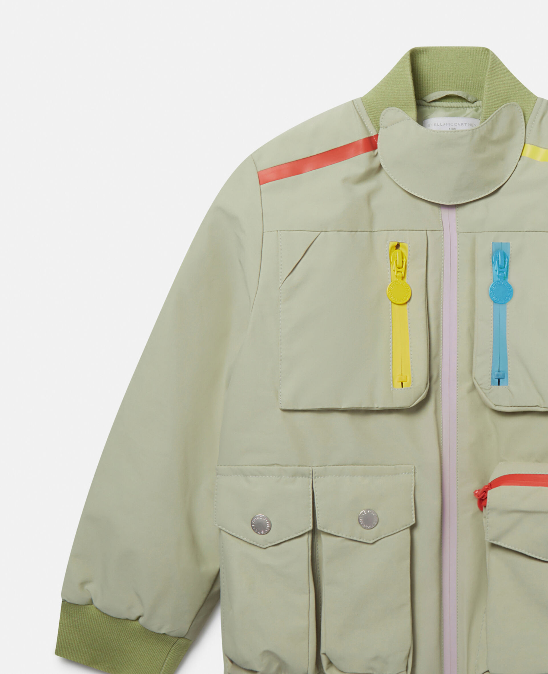 Multi-Pocket High-Neck Jacket -Green-large Multi-Pocket High-Neck Jacket -Green-large image number 1