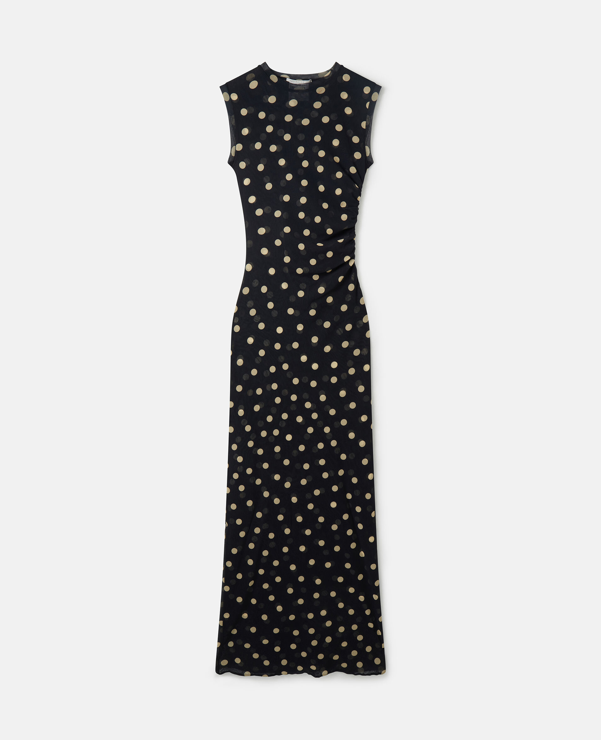 Sleeveless Polka Dot Mesh Maxi Dress-Brown-large image number 0