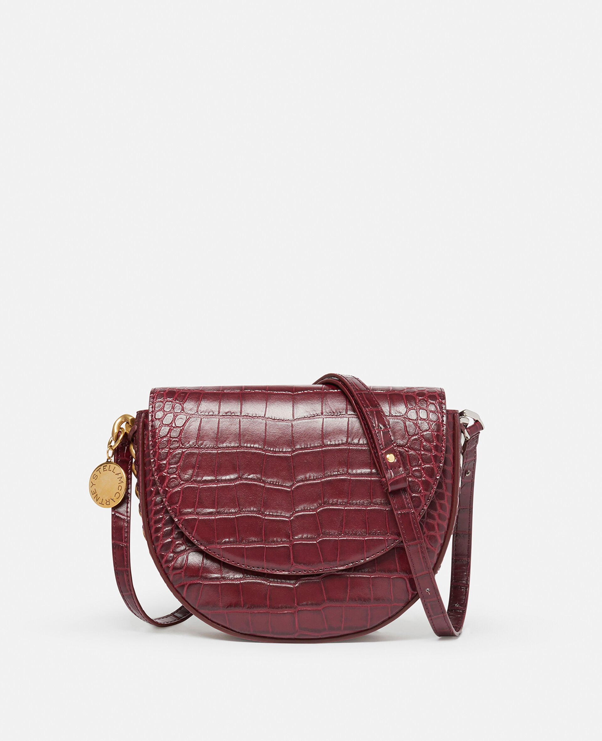 Women Burgundy Frayme Croc-Effect Embossed Medium Flap Shoulder 