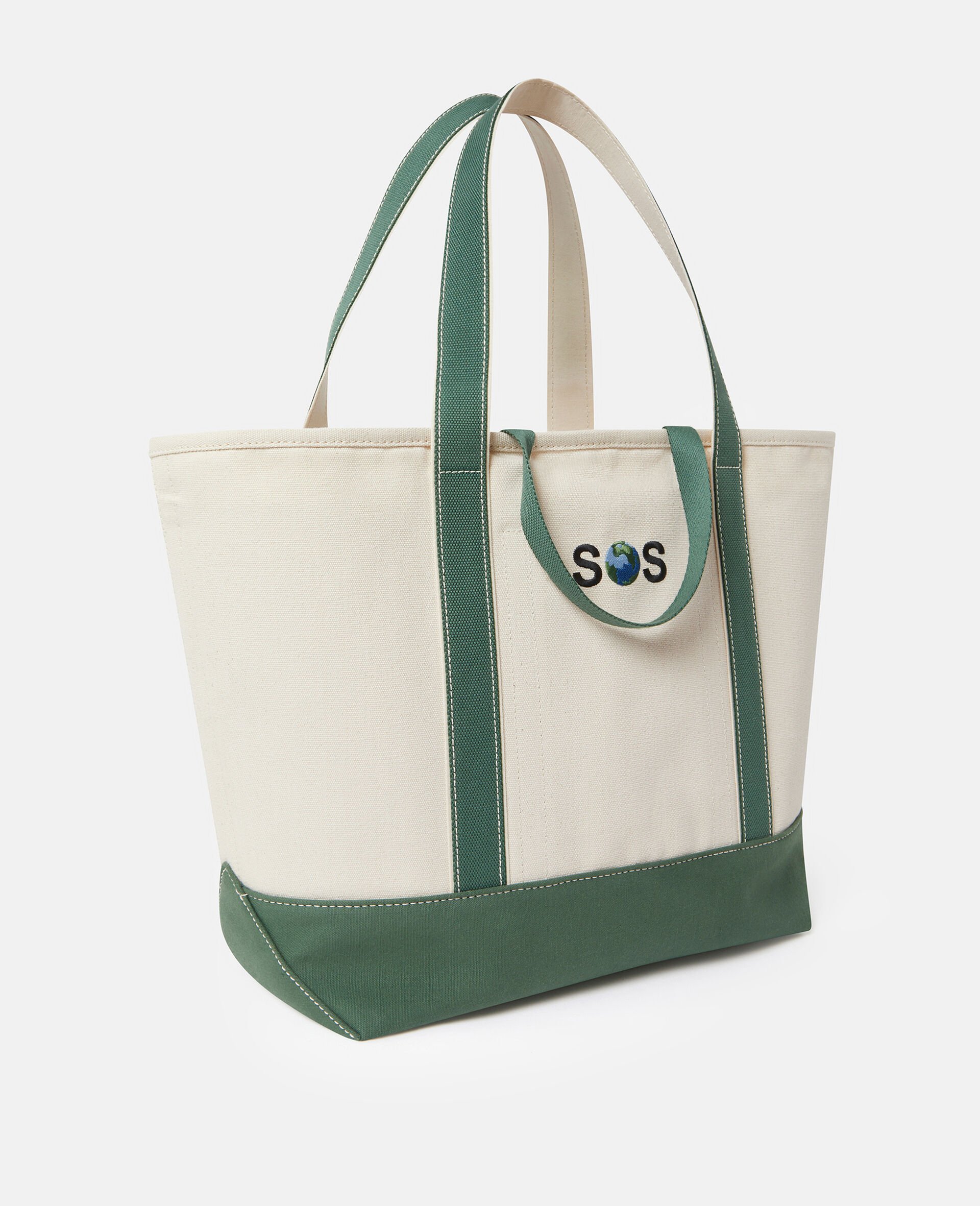 SOS Embroidered Large Tote Bag-White-large image number 2