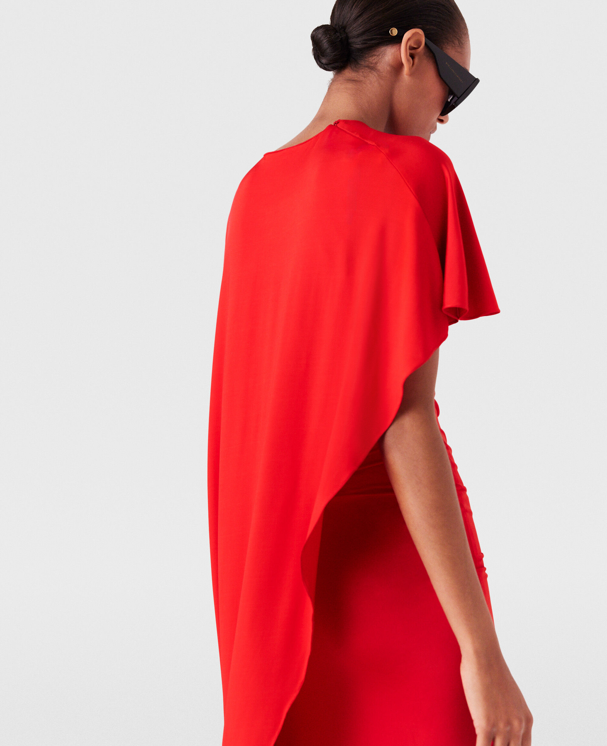 ☆Stella McCartney☆アシンメトリック ケープ マキシドレス Women ブラック アシンメトリック ケープ マキシ ドレス