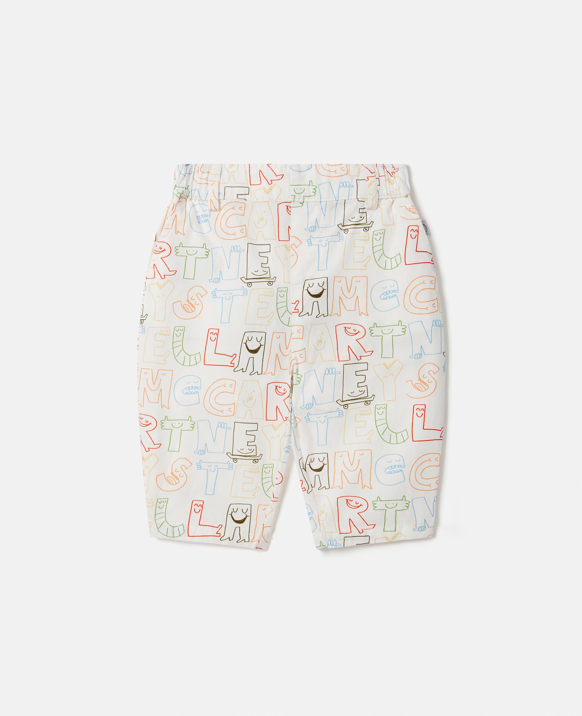 Lettering Print Trousers-Cream-medium