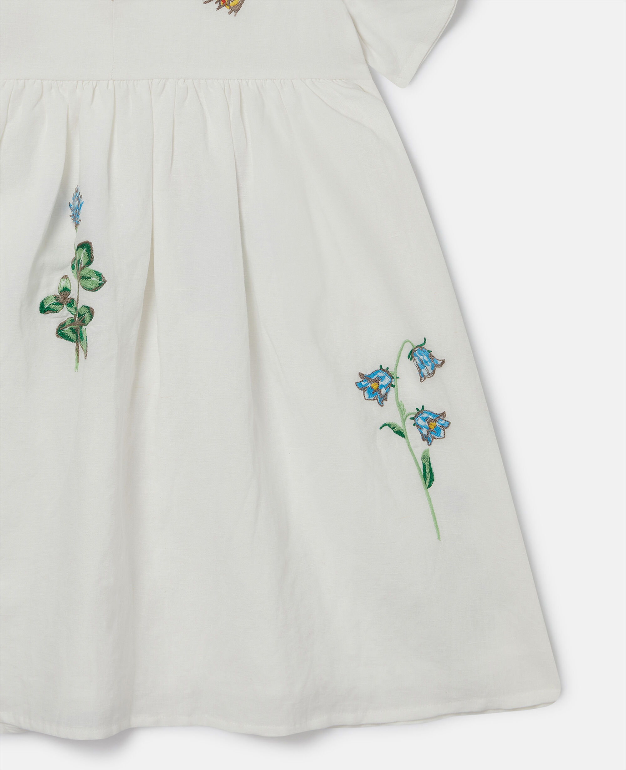 Kids Cream Flower Embroidered Cap-Sleeve Dress | Stella