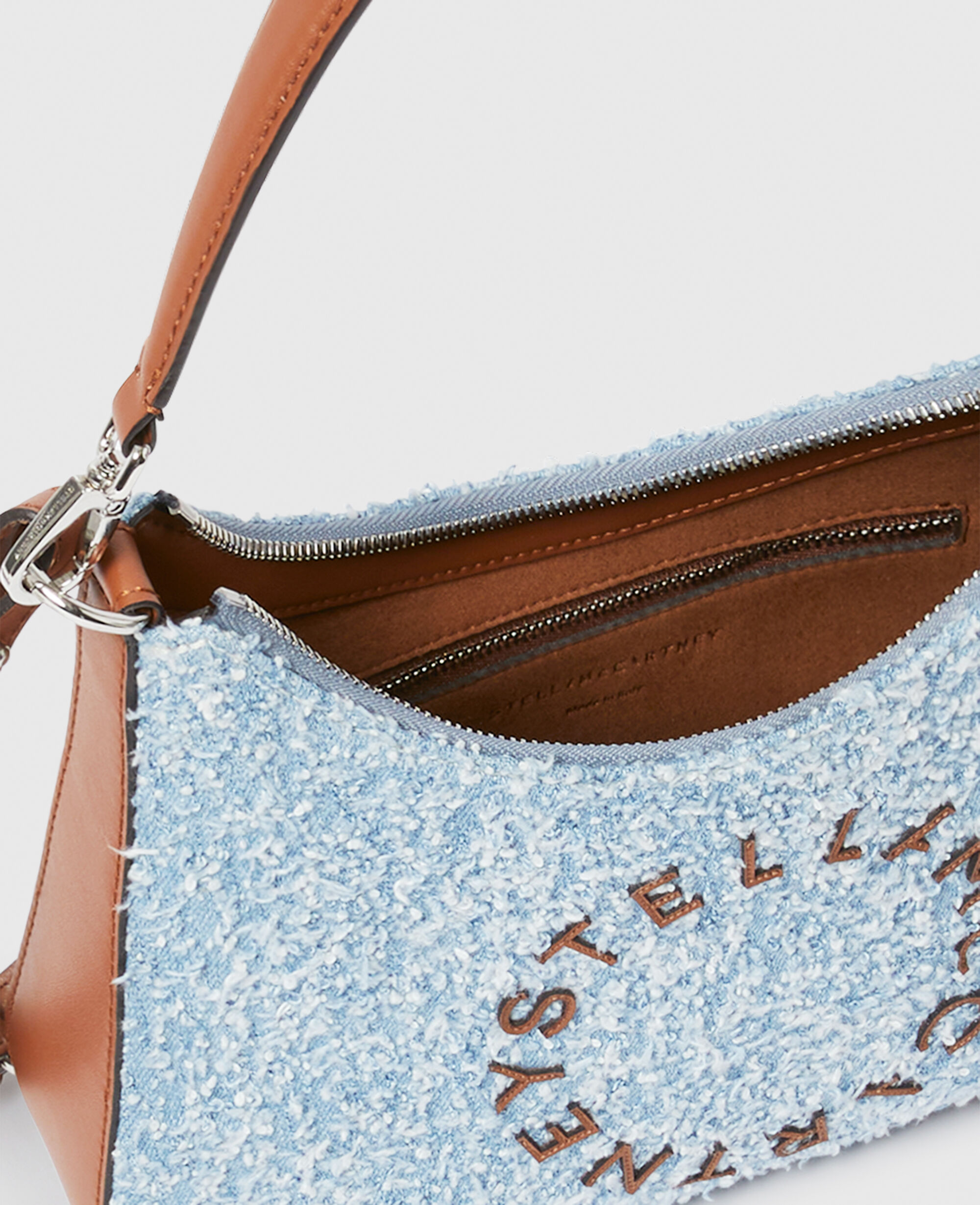 Women Light blue Logo Denim Bouclé Crossbody Shoulder Bag