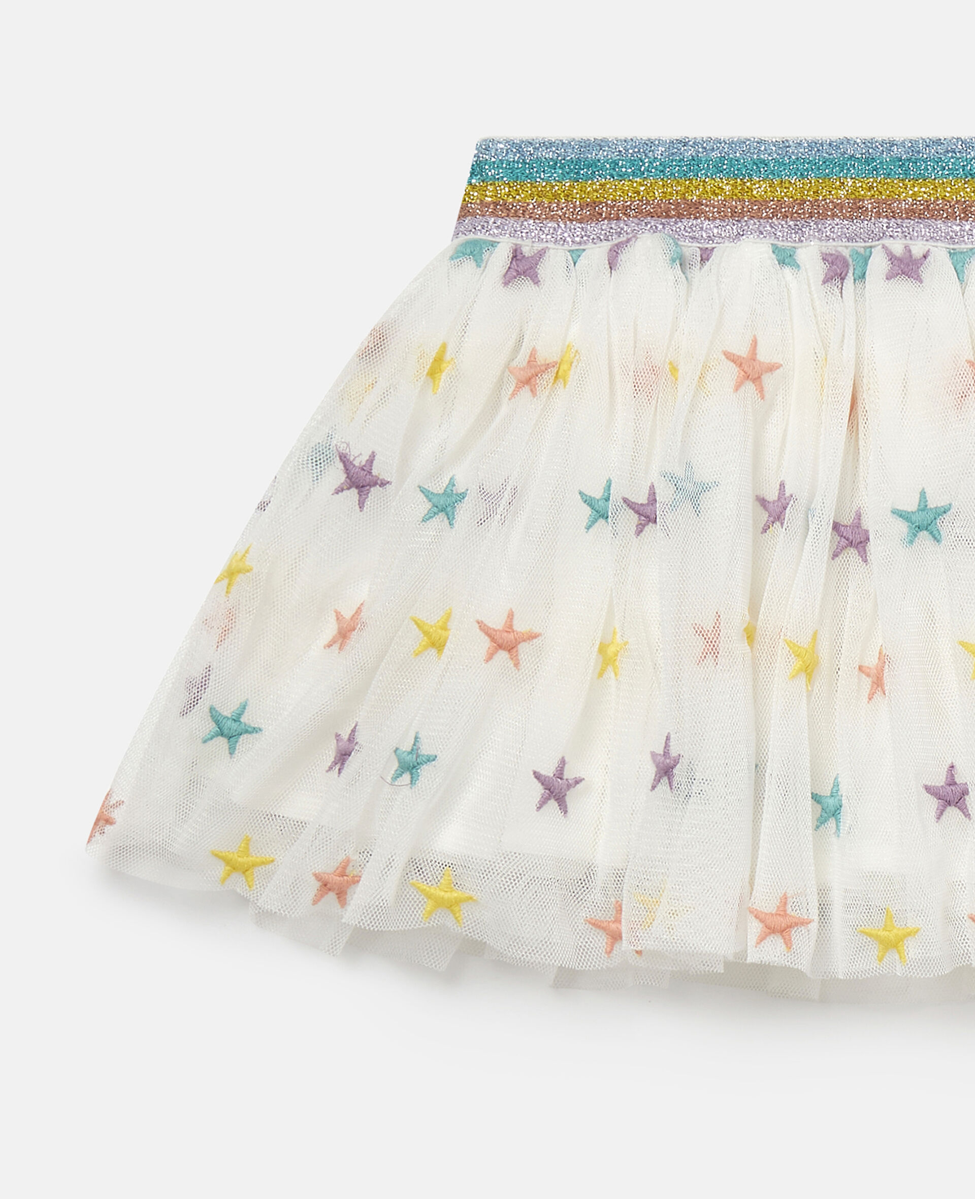 Star Embroidered Tulle Skirt-White-large image number 1