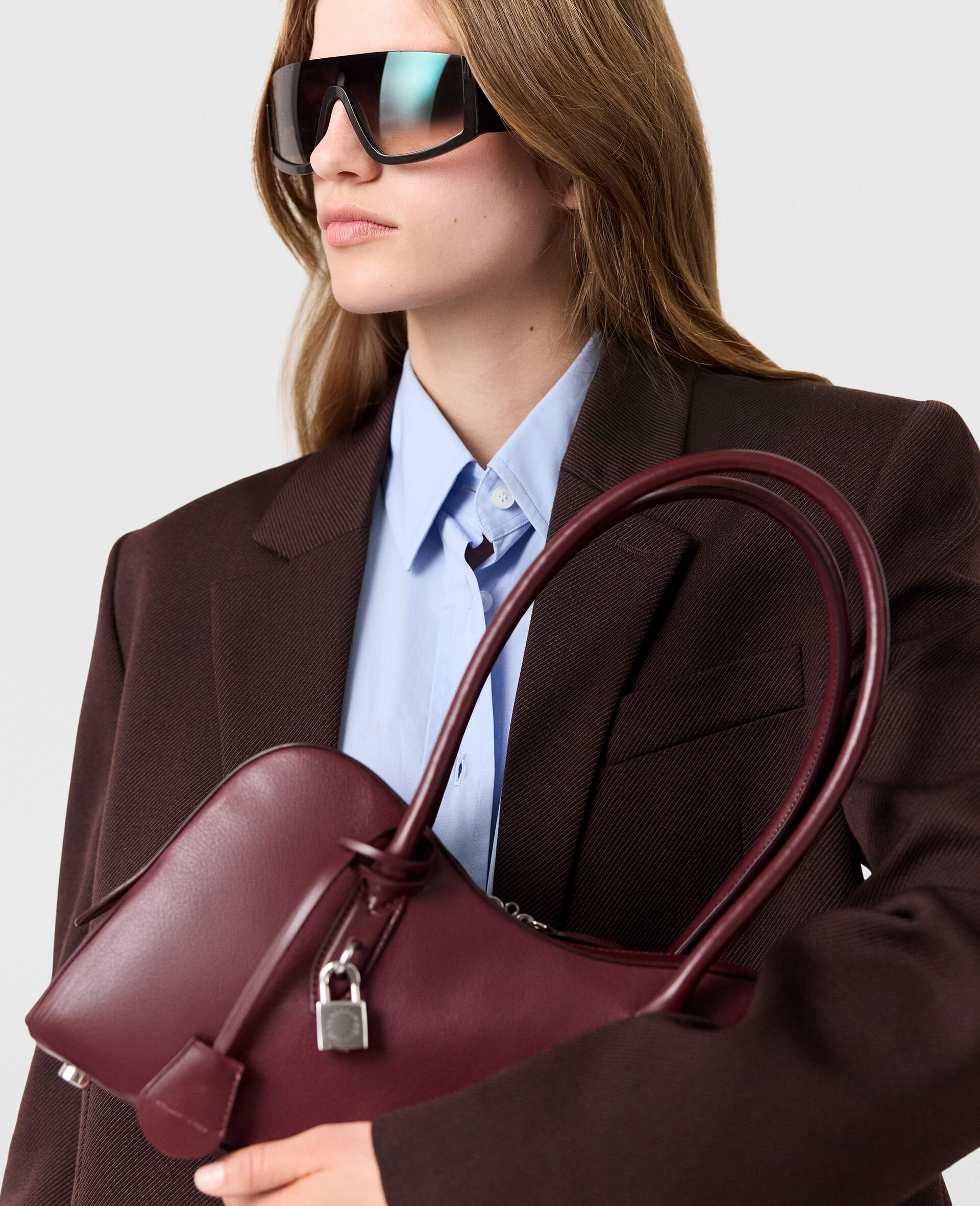 Blazer a boutonnage simple et revers en pointe-Marron-large image number 3