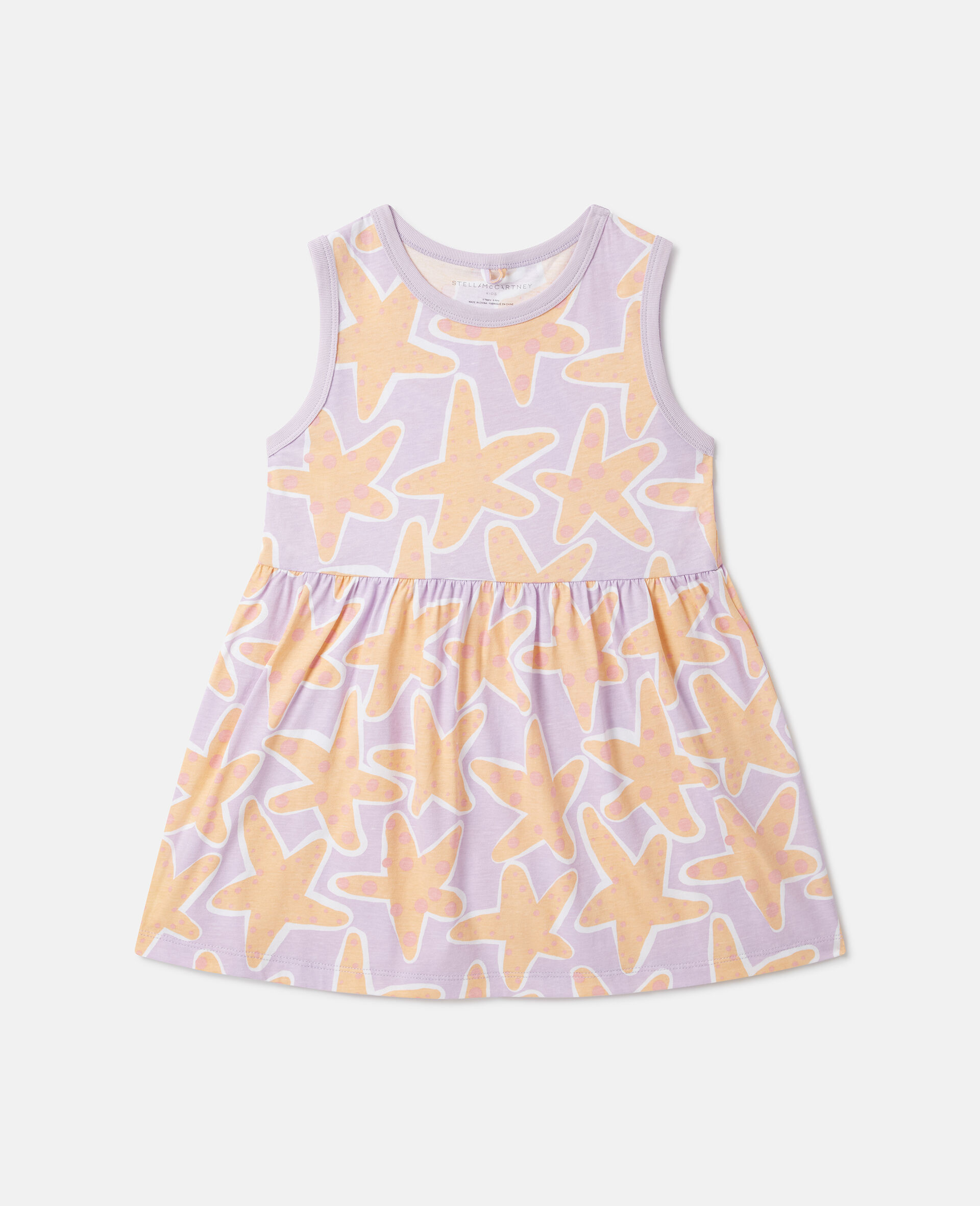 Starfish Print Sleeveless Dress-Purple-medium