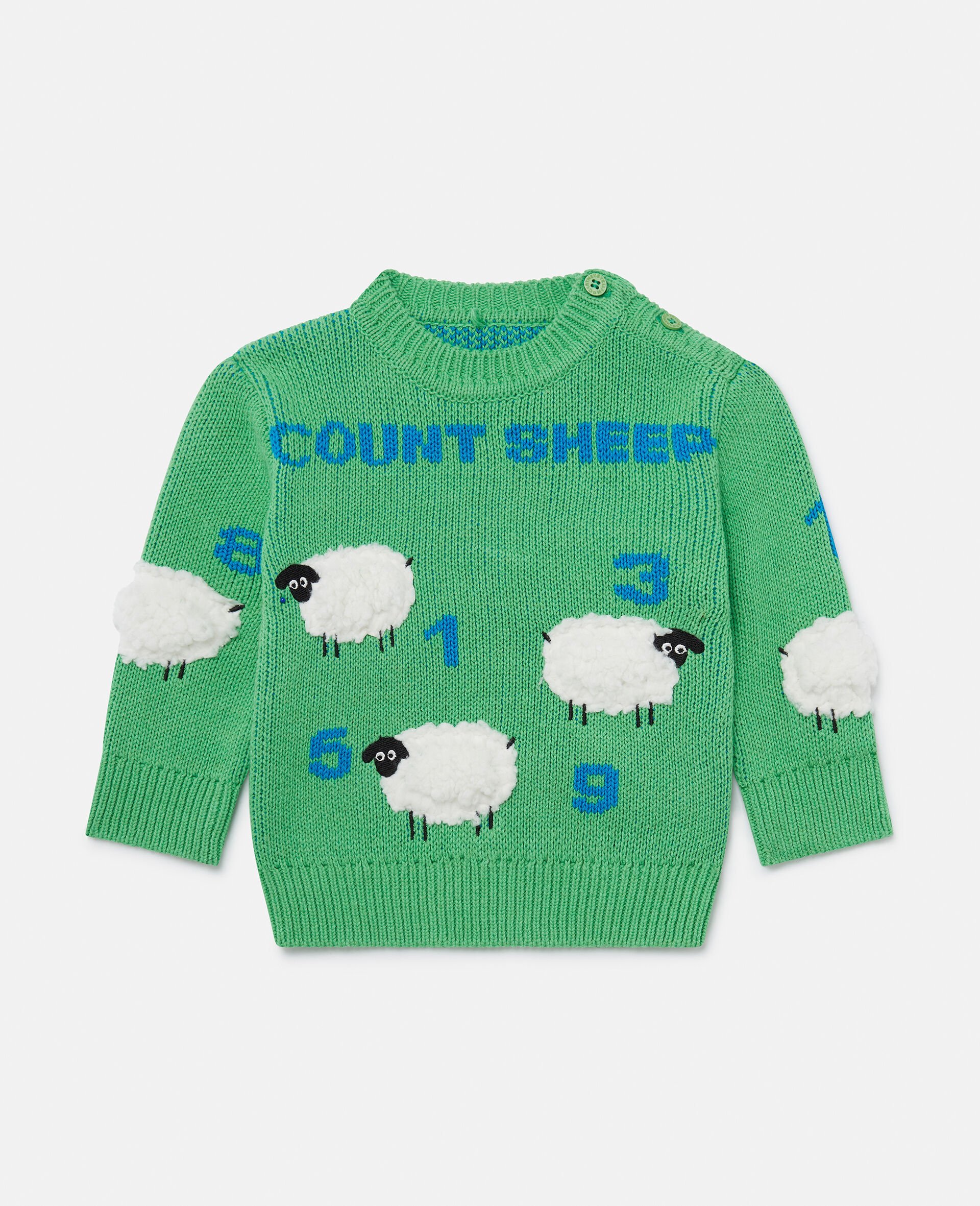 Sheep Embroidered Sweater-Green-large image number 0