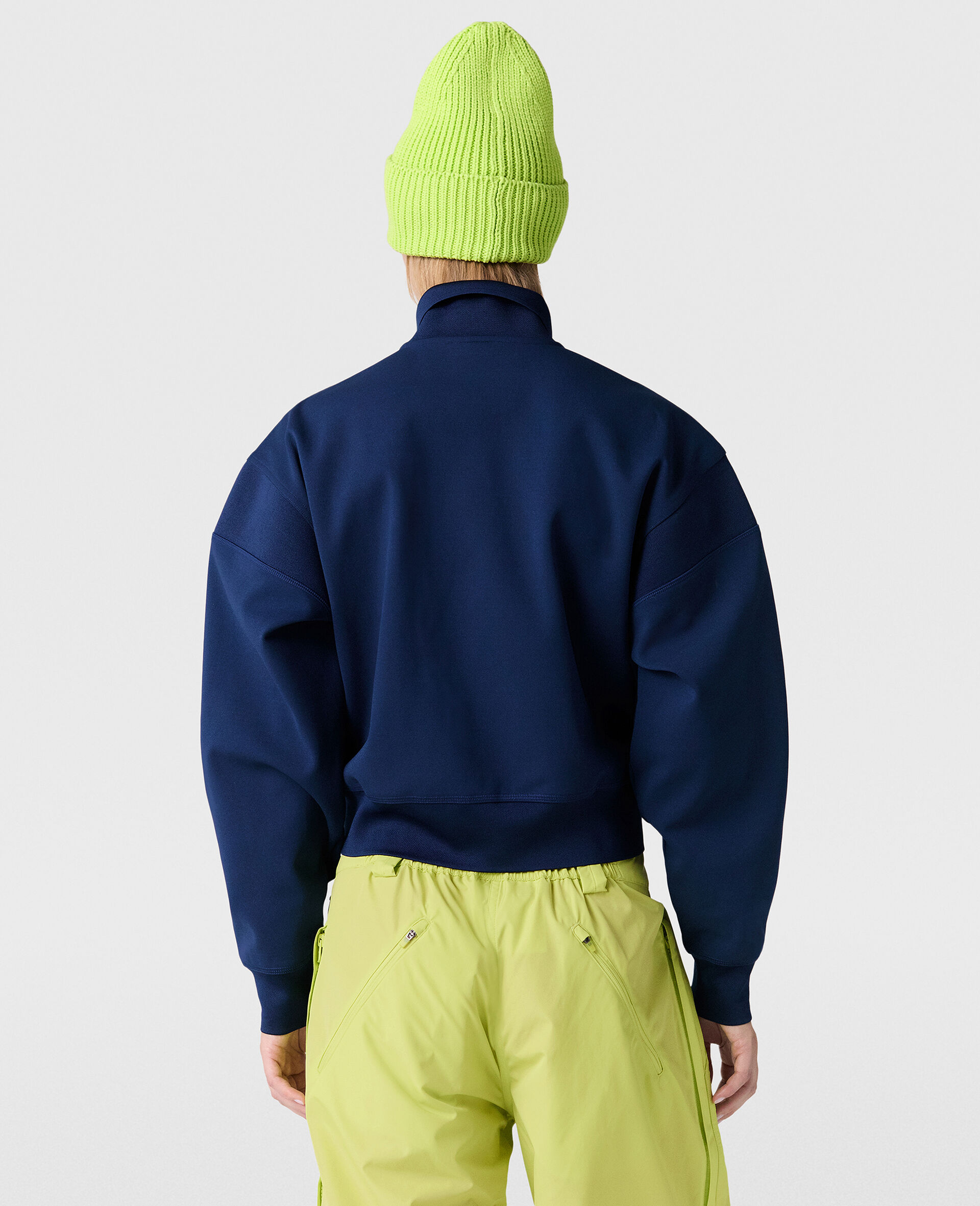 Logo Knitted Track Jacket-Blue-large image number 3
