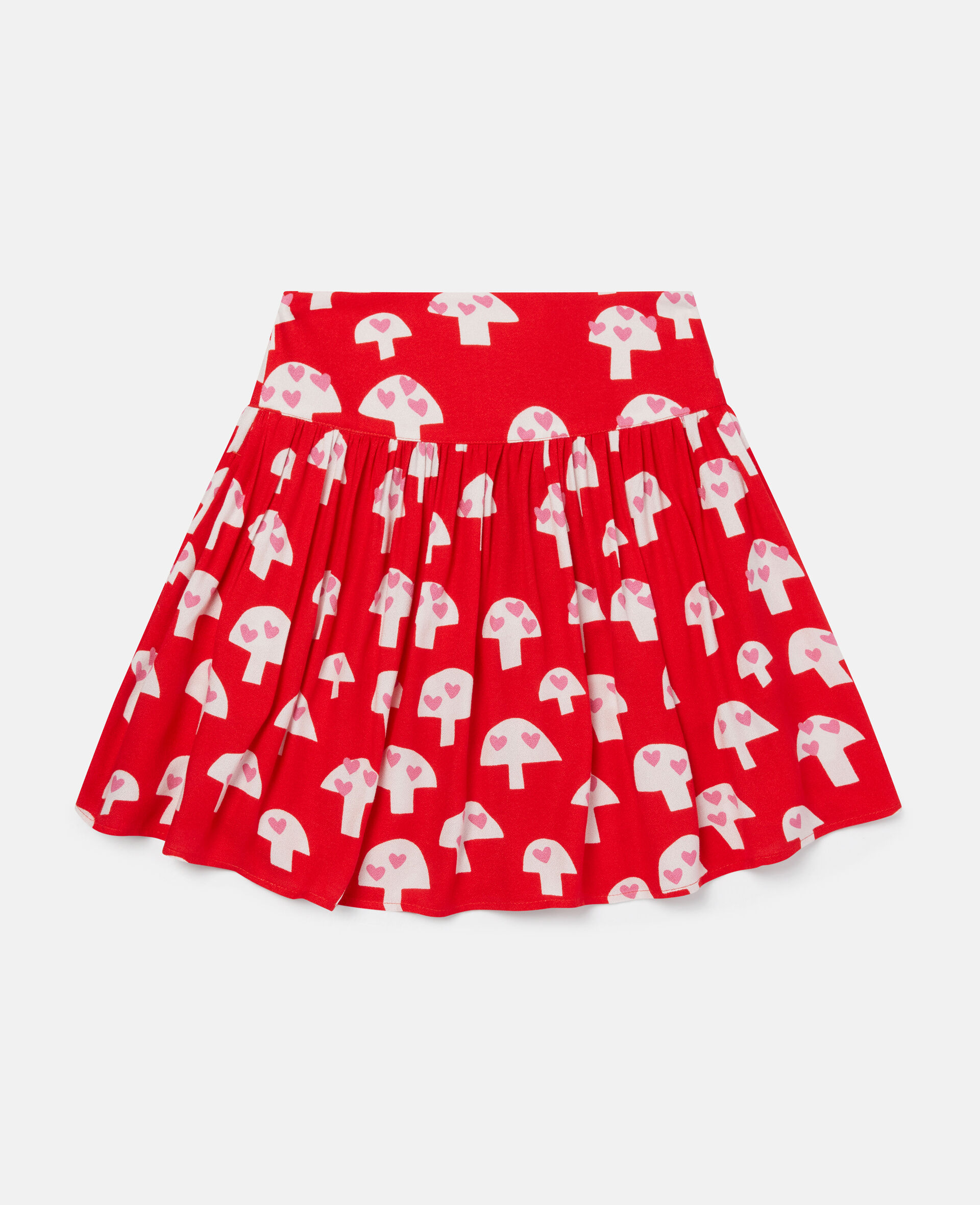 Mushroom Print Crepe Skirt-Red-large