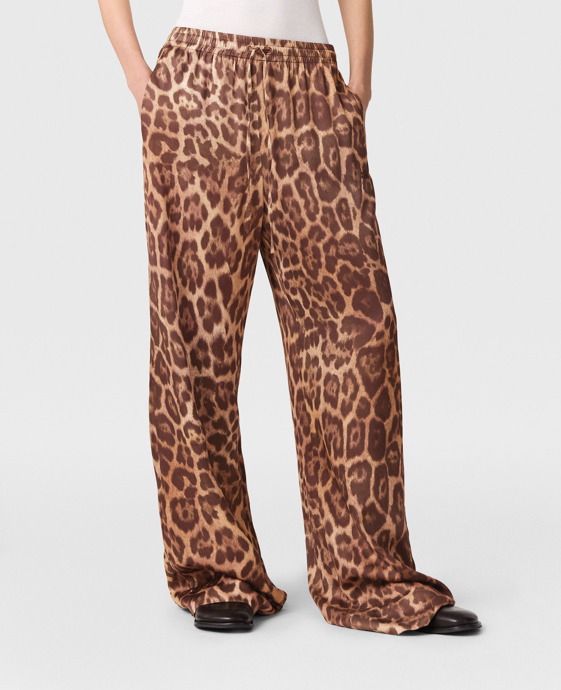 Leopard Straight-Leg Trousers-Brown-large image number 4