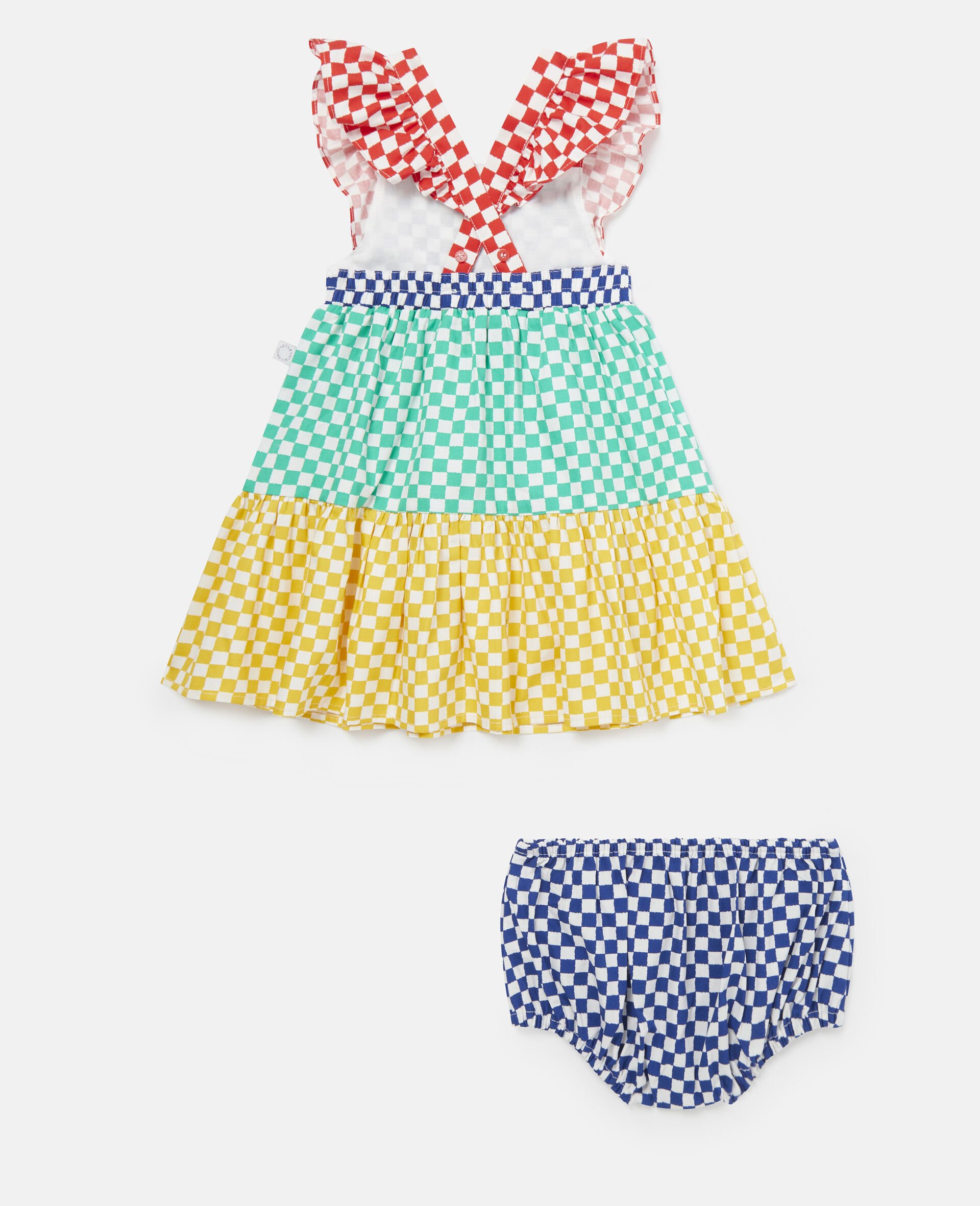 Gingham Cotton Frill Dress-Multicoloured-large image number 2