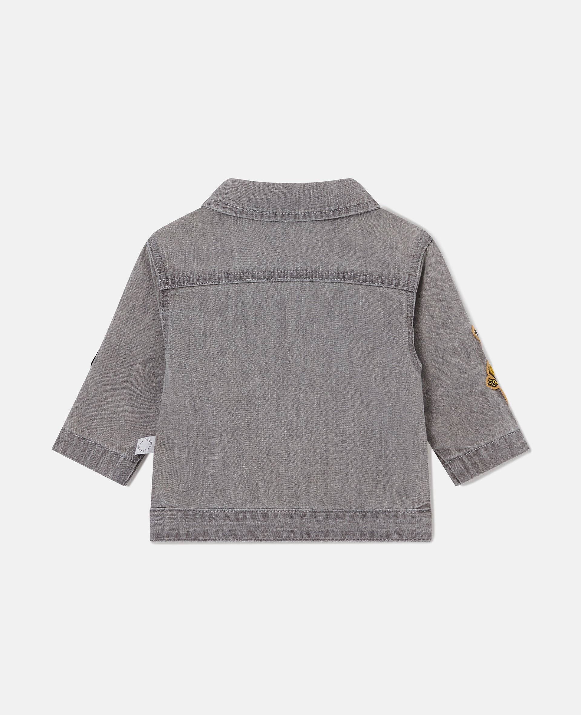 Music Graphic Embroidered Denim Jacket-Grey-large image number 2