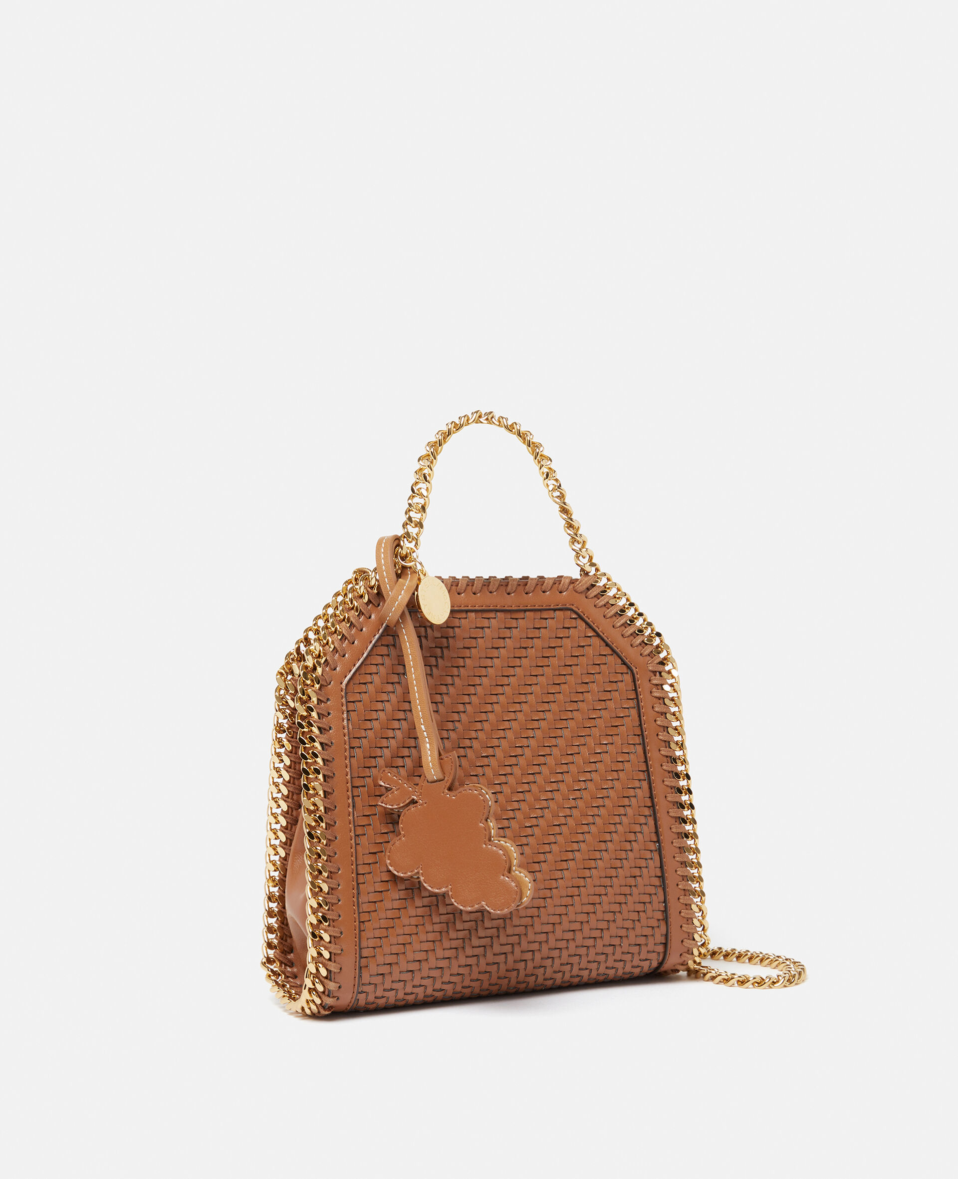Women Tan brown Falabella Woven Tiny Tote Bag | Stella McCartney US