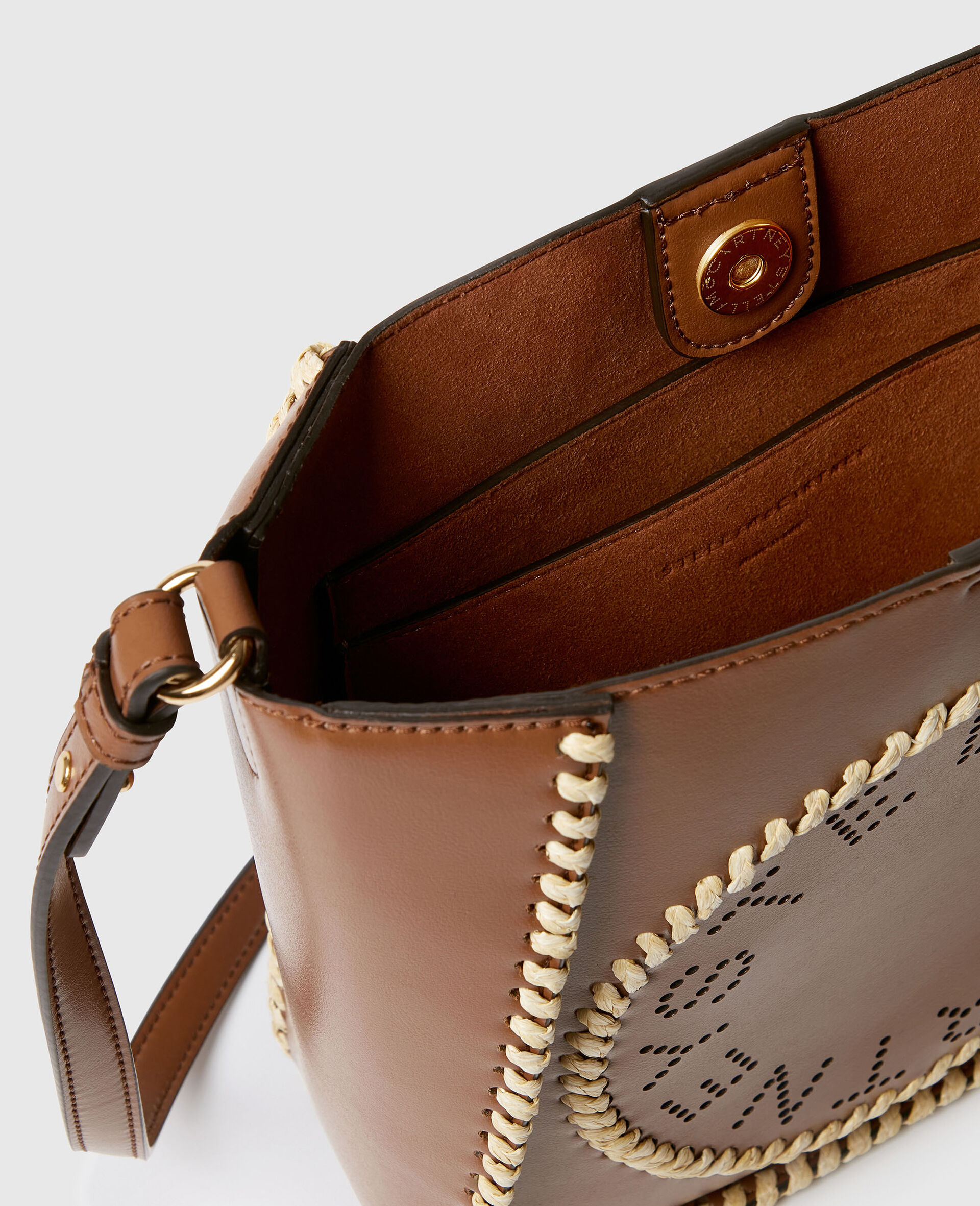 Raffia Trim Crossbody Bag-Brown-large image number 4