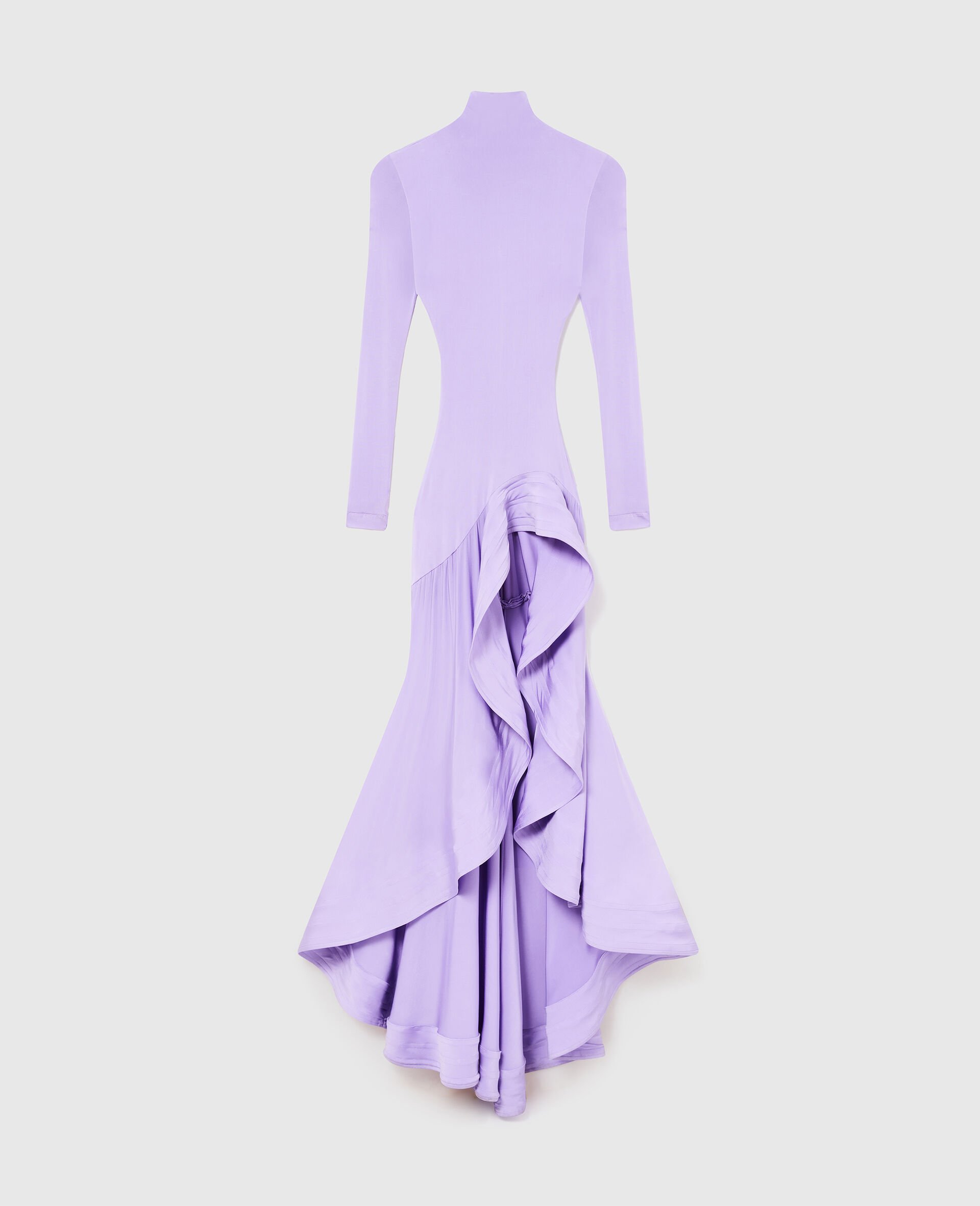 Crepe Jersey Frill Cocktail Dress-Purple-medium