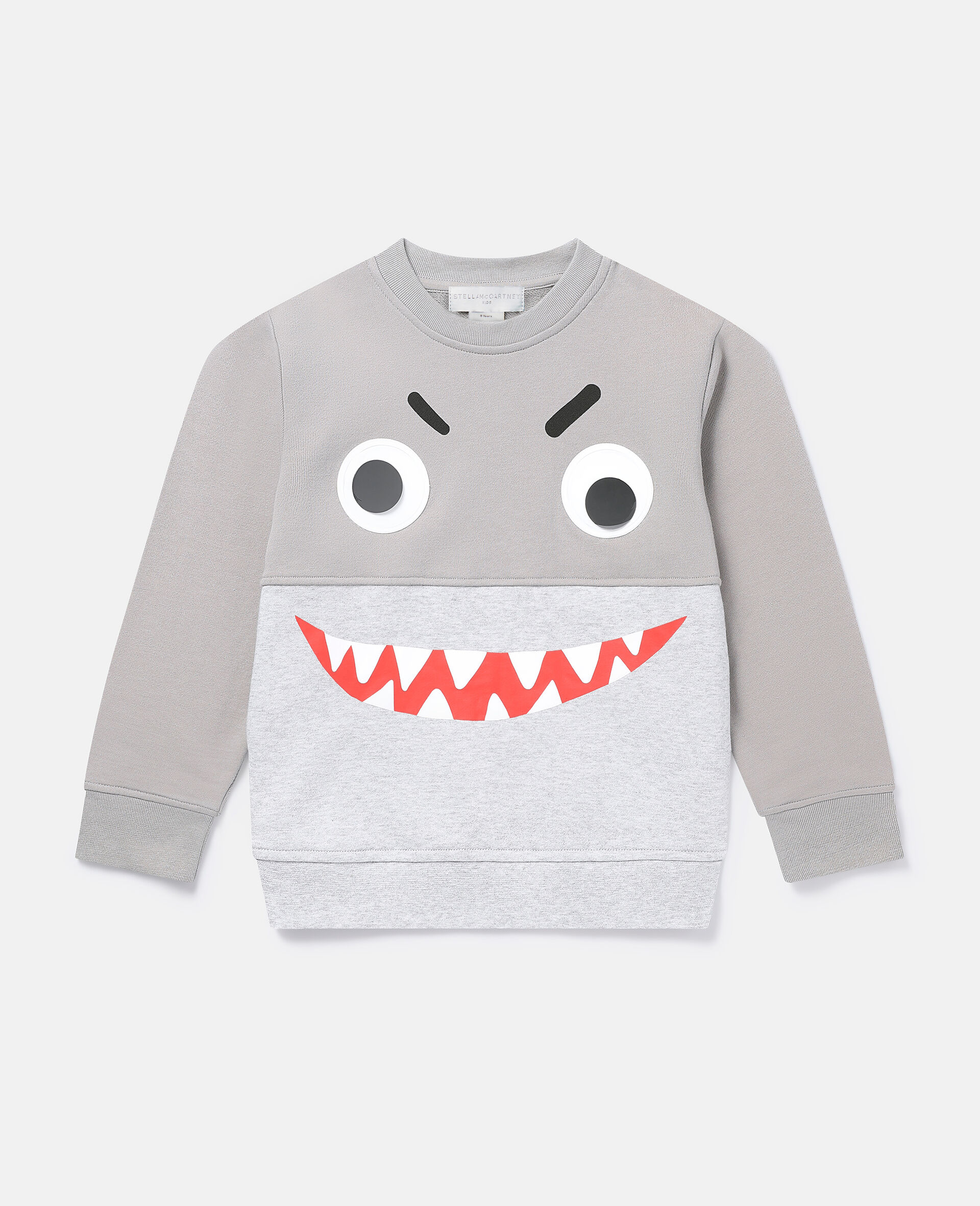 Shark Face Colourblock Sweatshirt-Grey-model