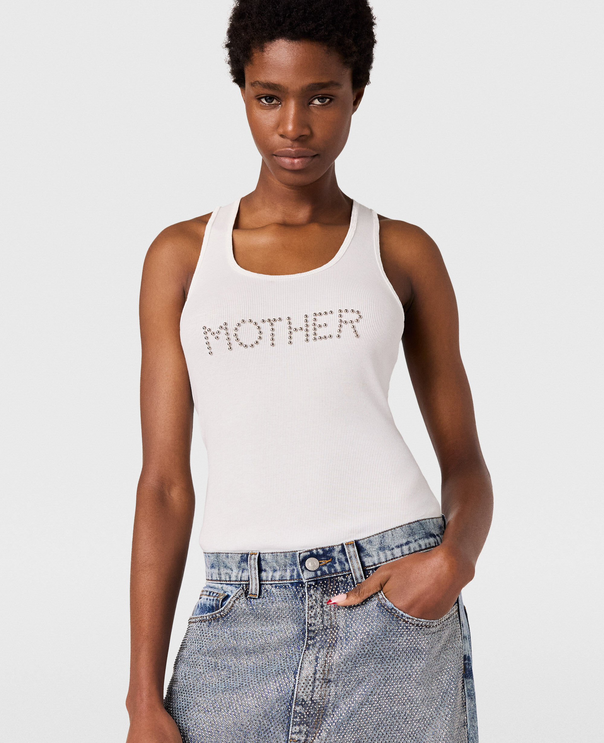 人気新品 Women Pure GB McCartney Stella | Top Tank Studded Mother white 靴