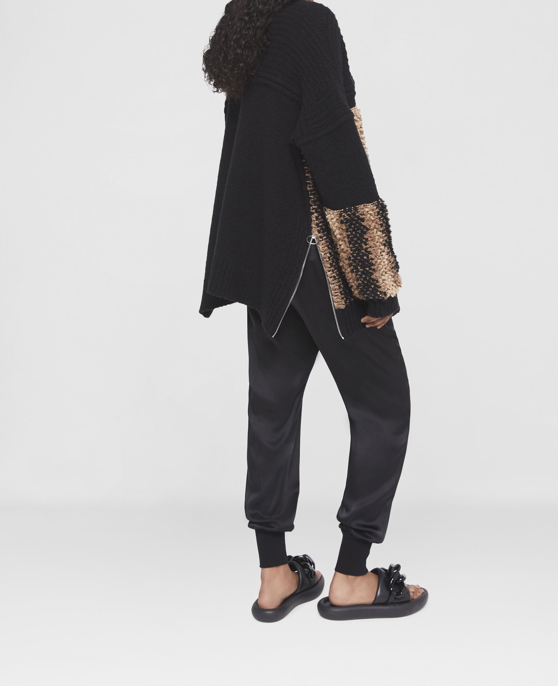 Stretch Cady Tailored Trousers-Black-model