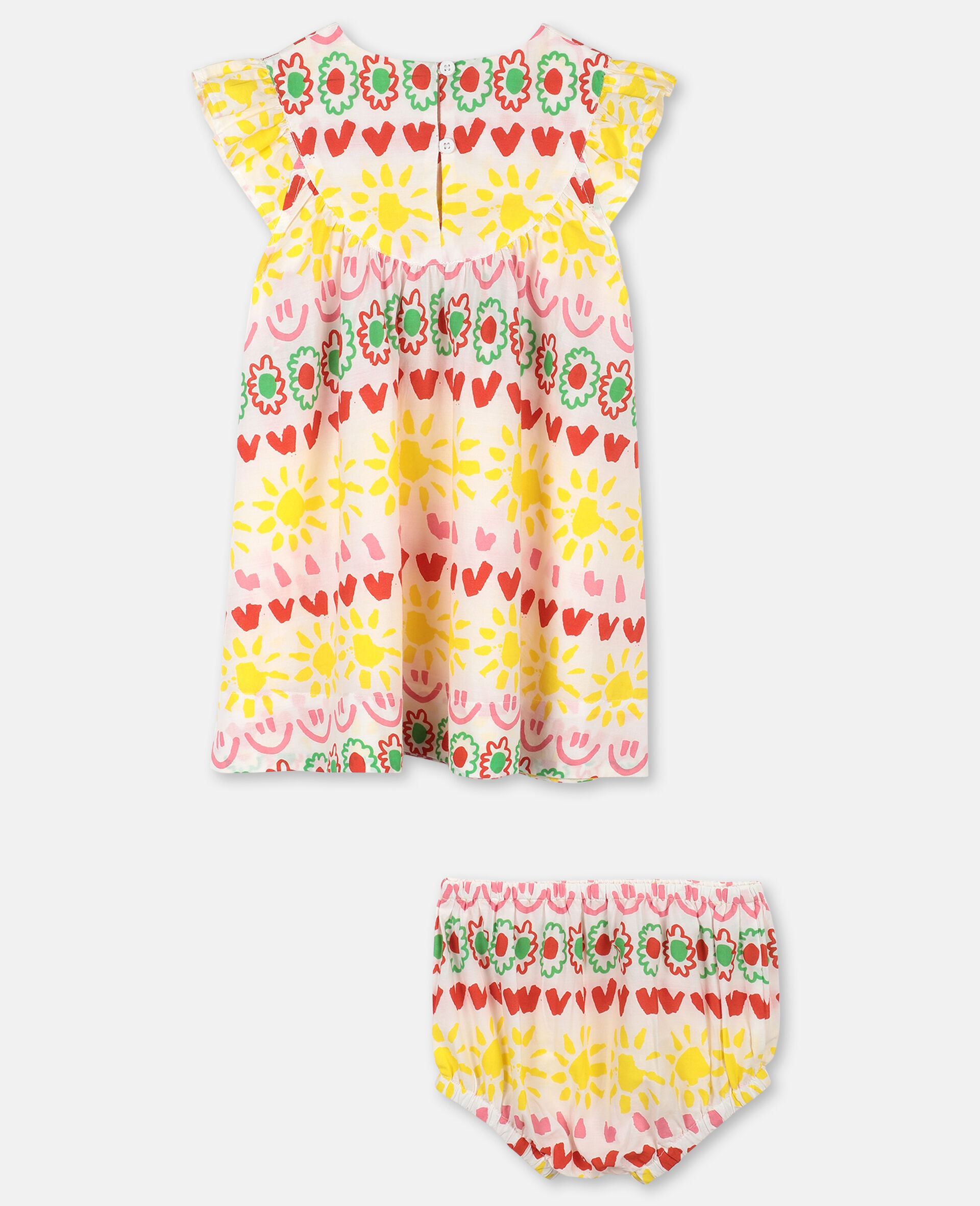 Kleid aus Baumwolle mit „Happy Stripes“-Print-Gelb-large image number 3