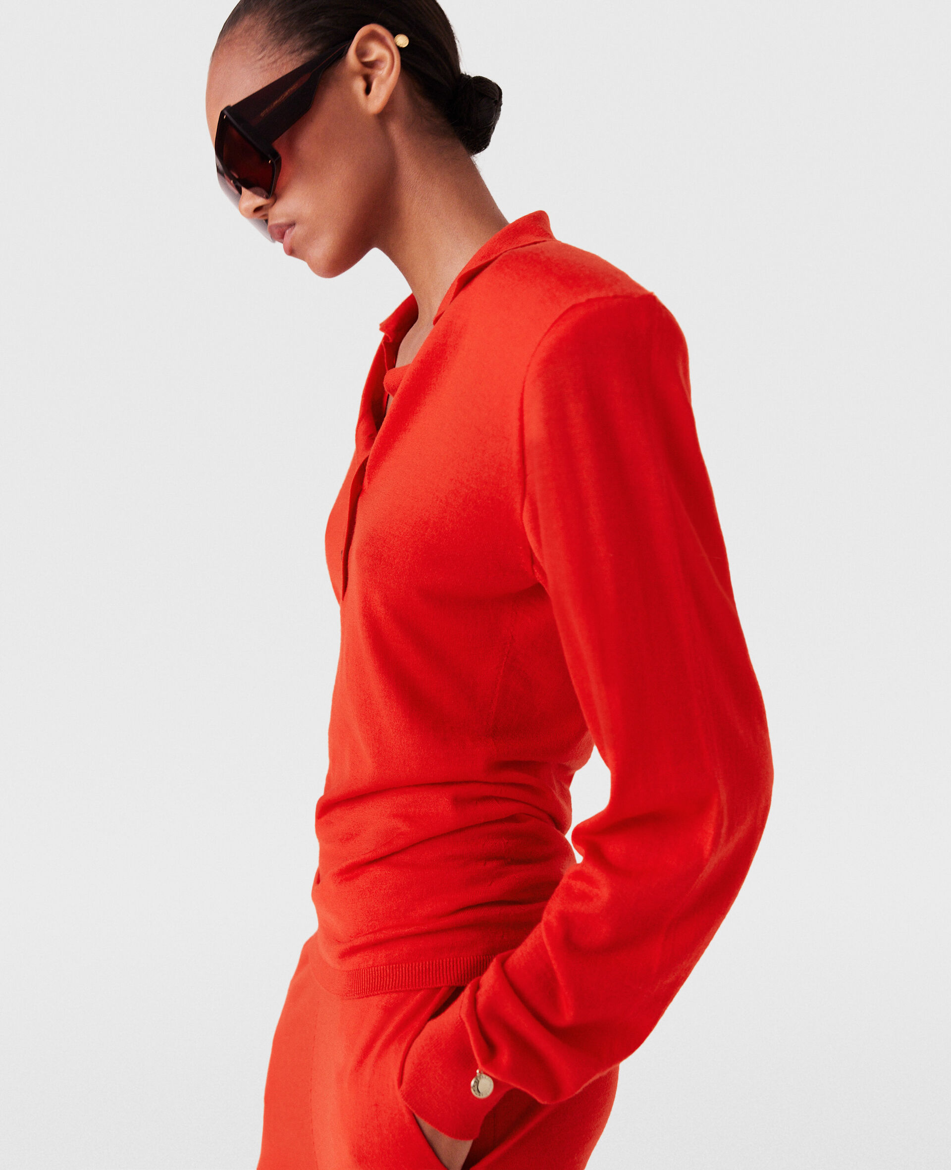 Strong Shoulder Polo Shirt-Red-large image number 2