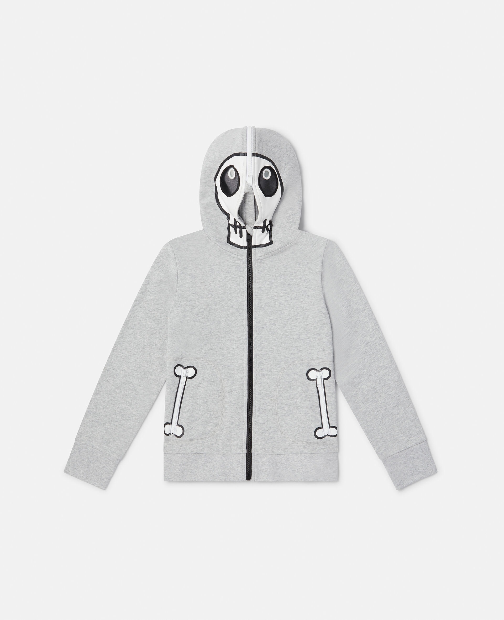 Skull Bandit Zip Hoodie-Grey-large image number 0