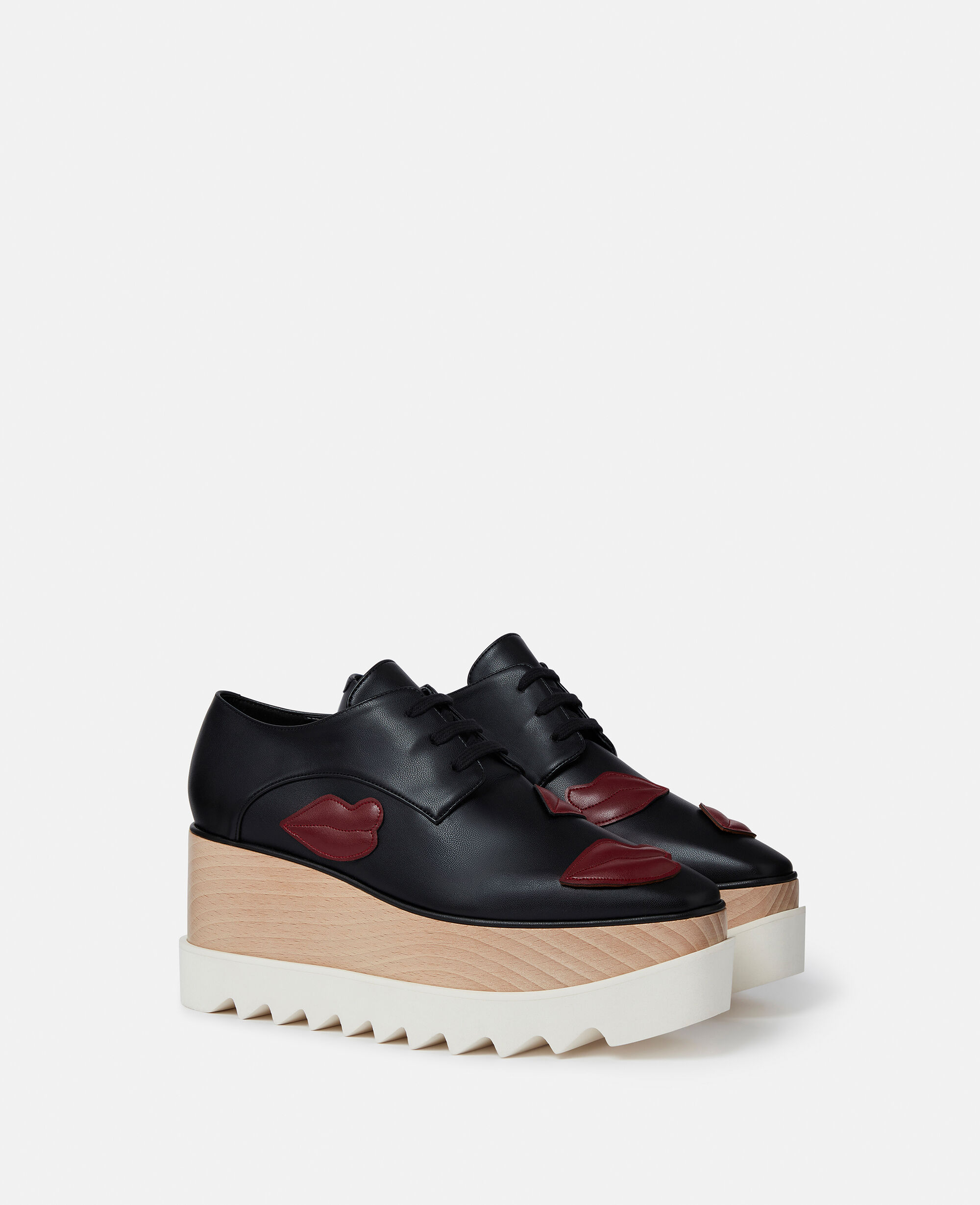 Women Black Elyse Lip Applique Platform Shoes Stella McCartney ES