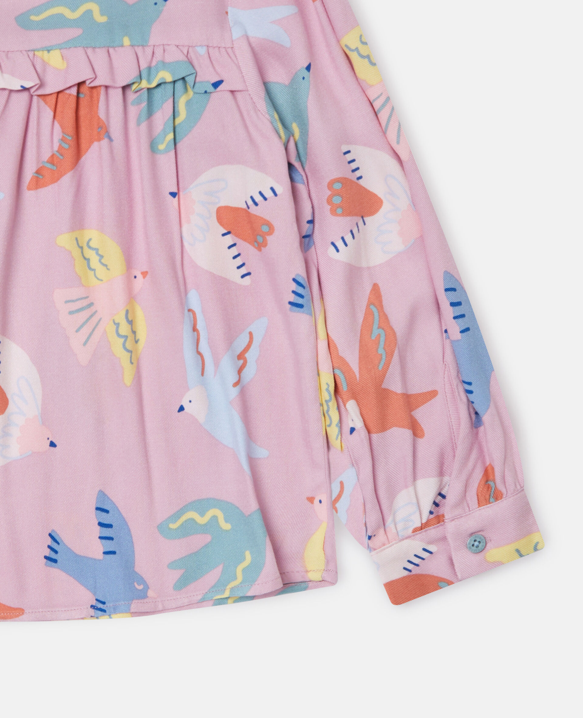 鸽子印花褶裥长袖上衣-Purple-large image number 3