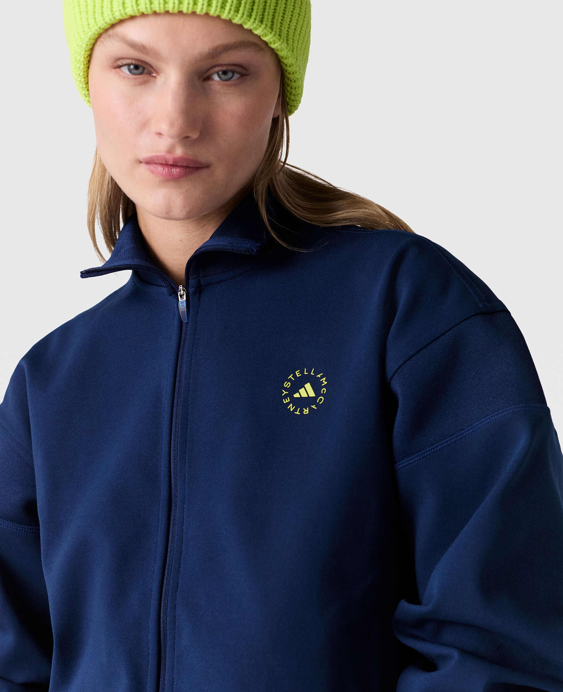 Logo Knitted Track Jacket-Blue-large image number 2